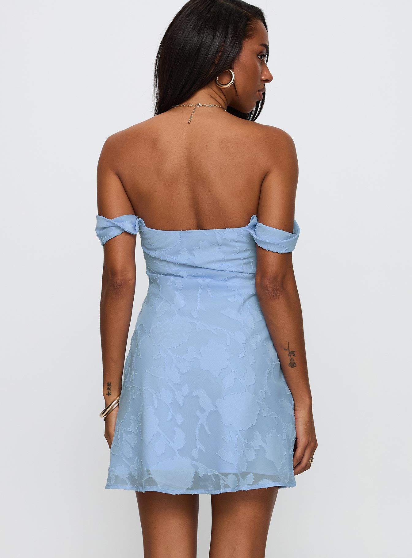 Zabbarra Off The Shoulder Mini Dress Blue - Image 5