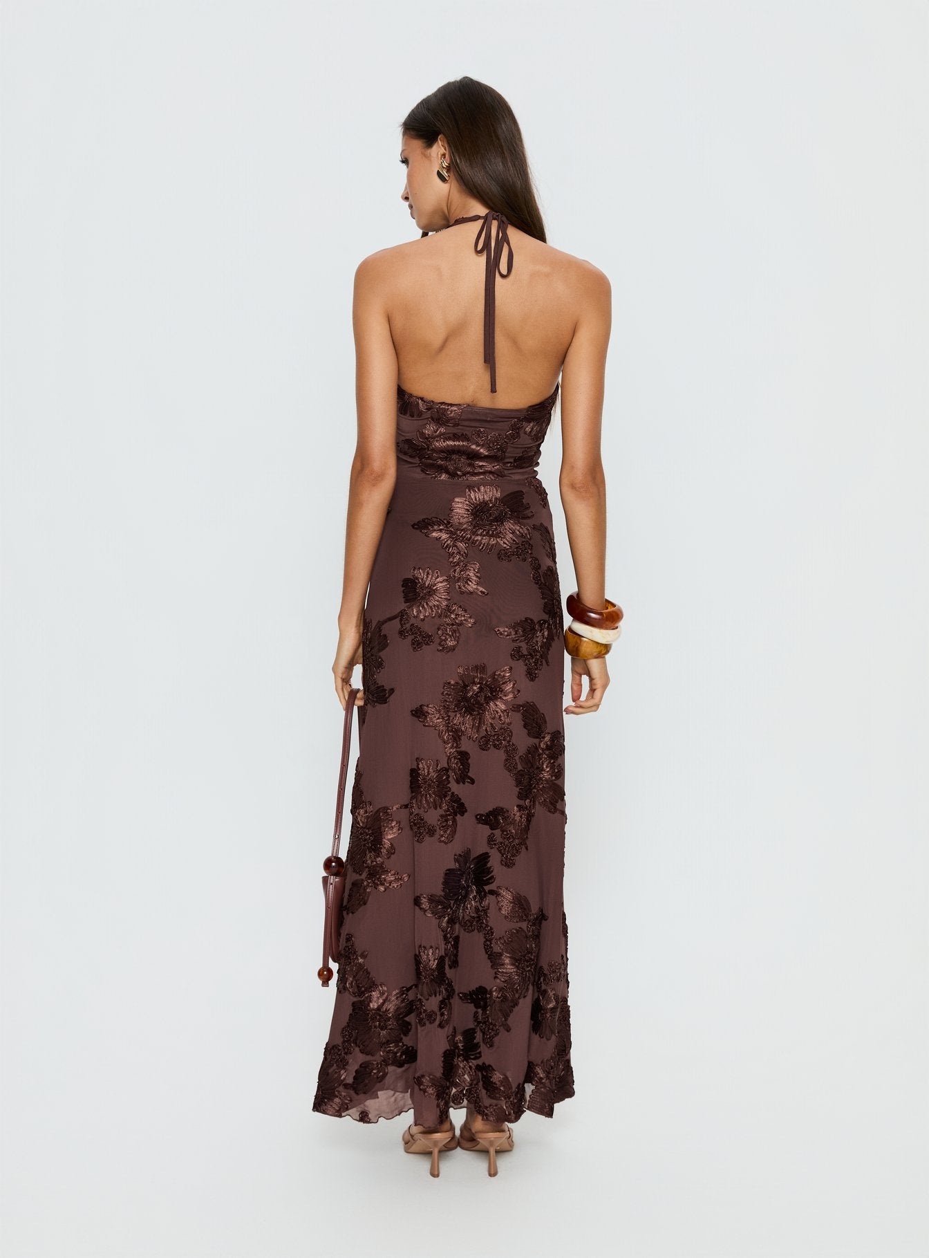 Rousseau Halter Maxi Dress Espresso - Image 5