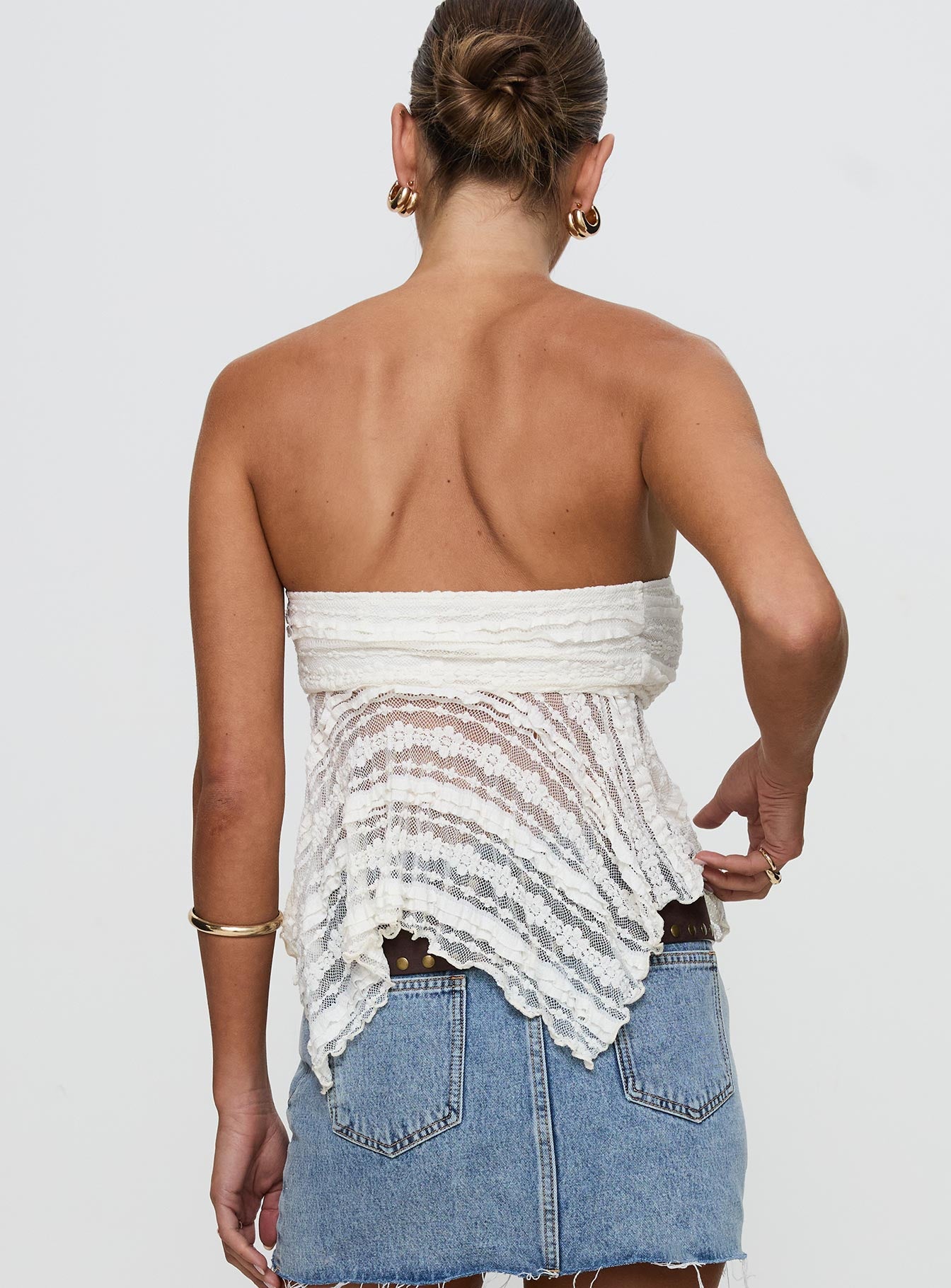 You Were Right Strapless Textured Top Cream - Image 5