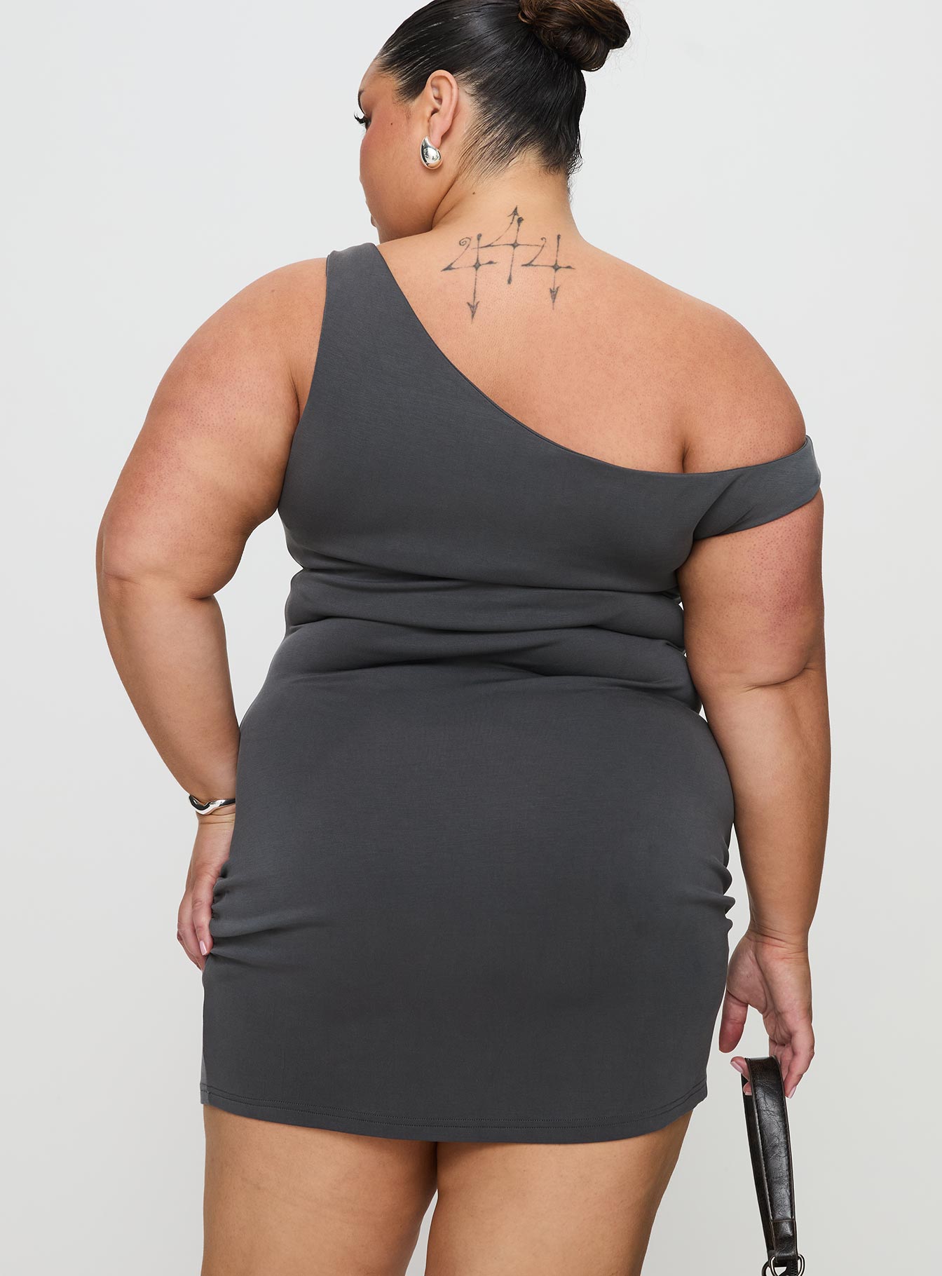 True Desires One Shoulder Mini Dress Grey - Image 13