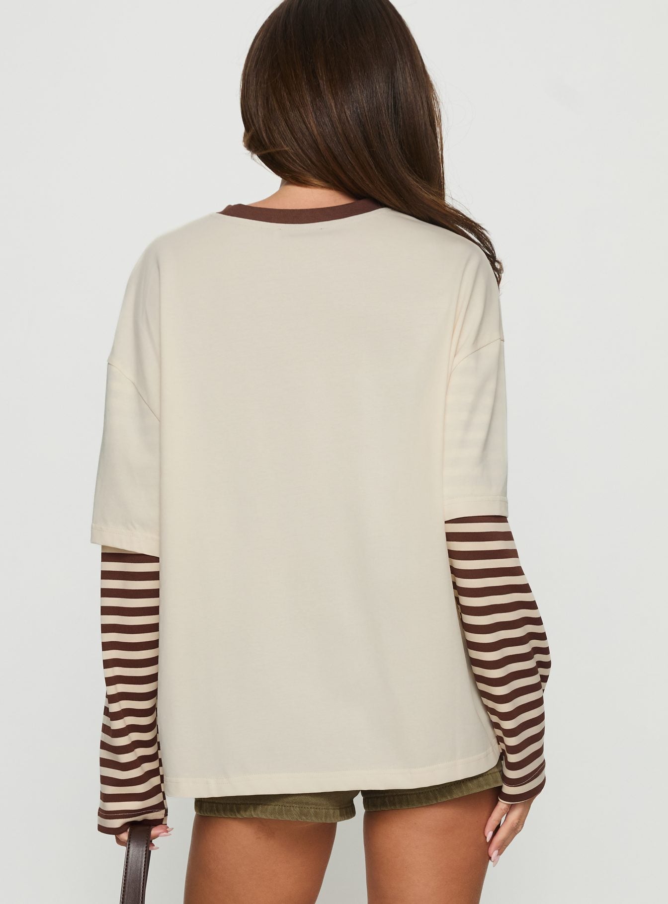 Ryann Long Sleeve Layered Top Cream / Brown Stripe - Image 5