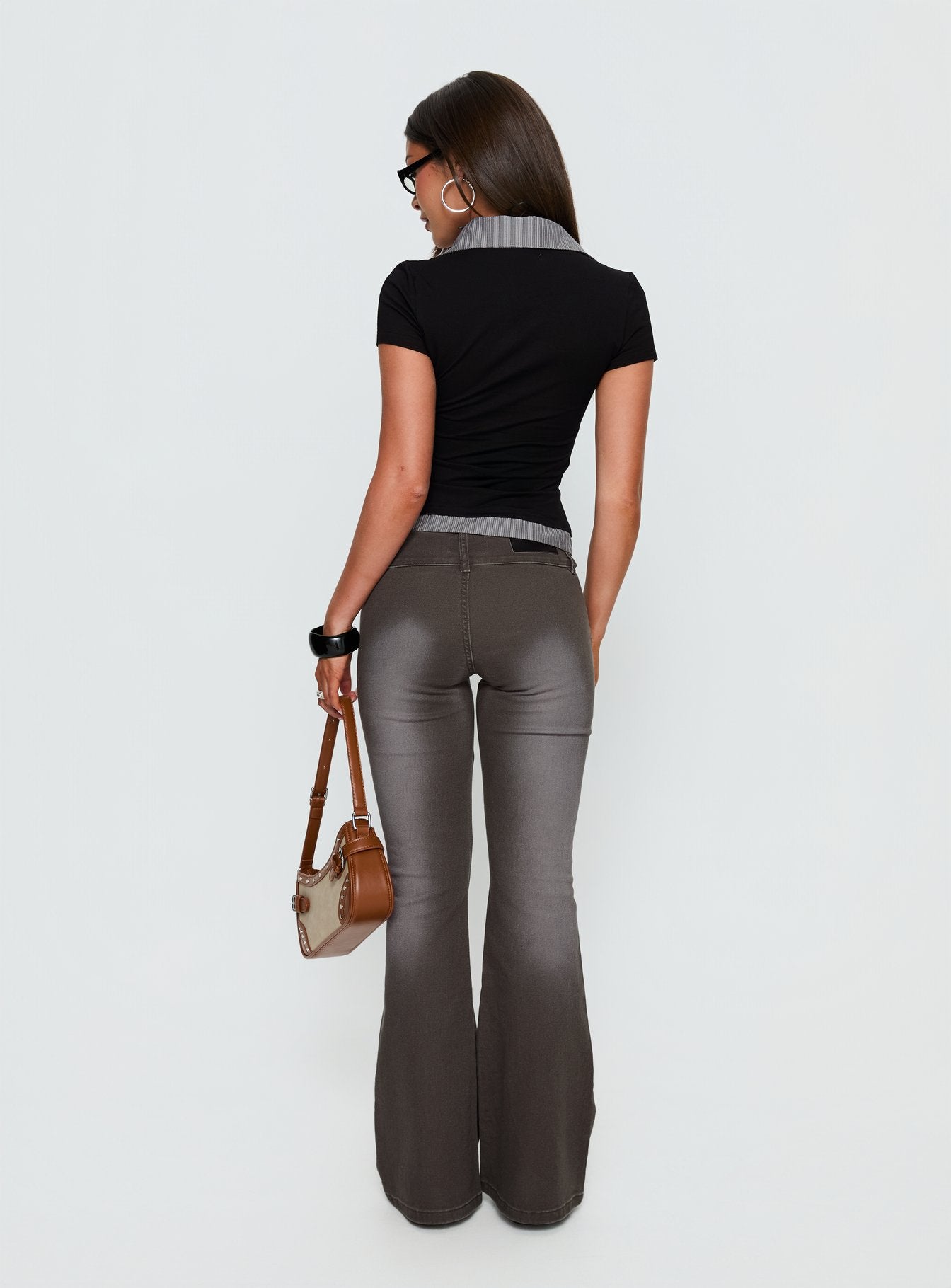 Romea Low Waist Bootleg Jeans Dark Grey - Image 5