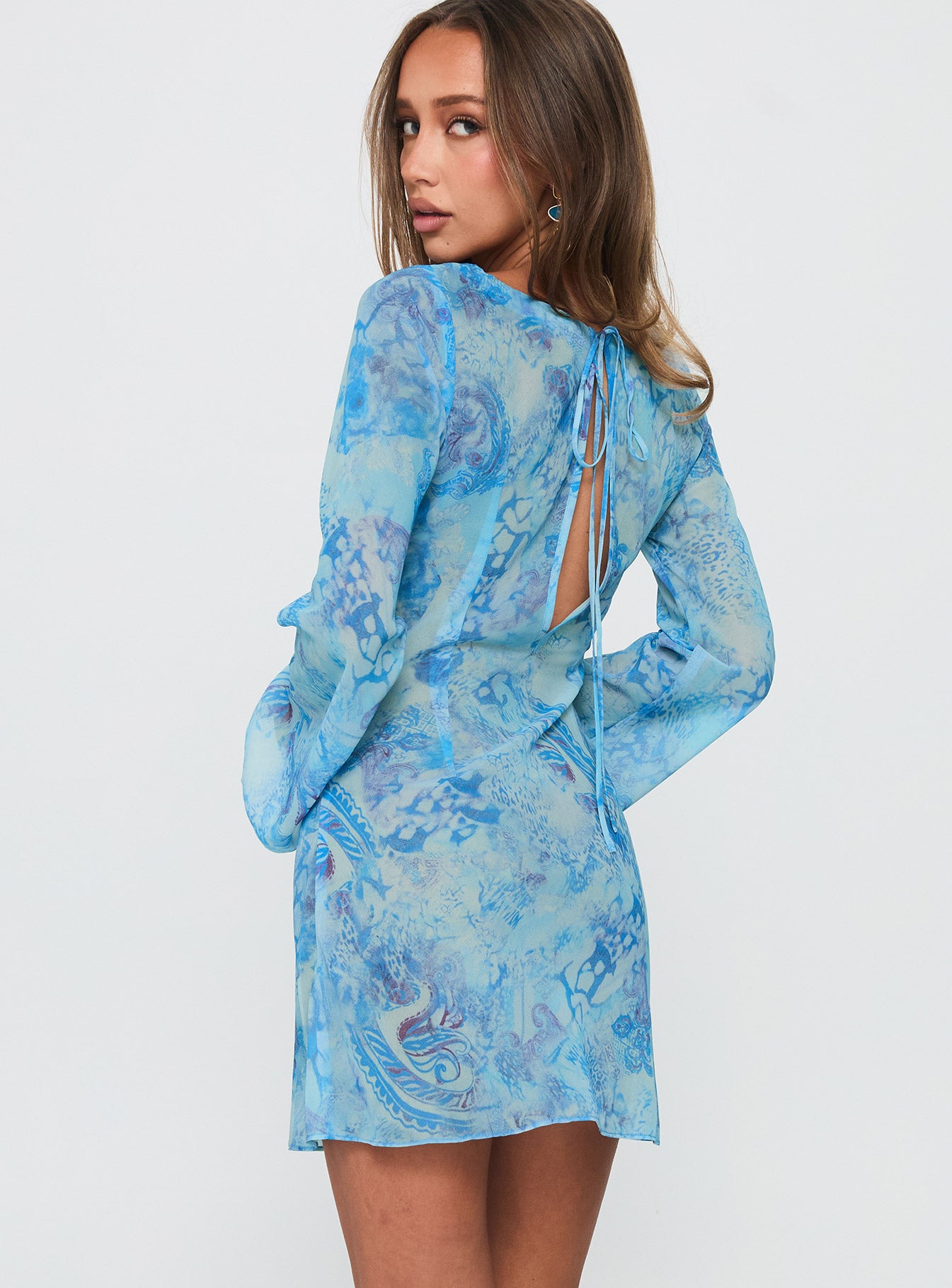 Wayfarer Shell Beach Cover Up Mini Dress Blue Multi - Image 4