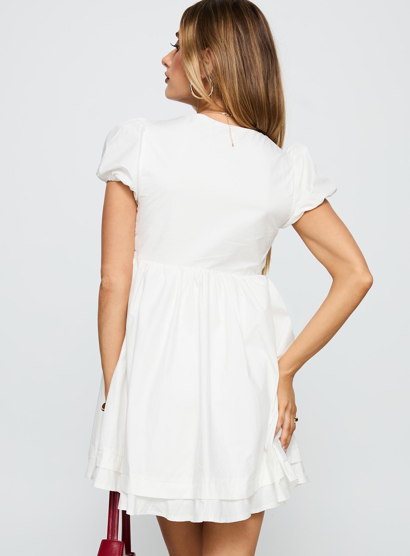 Sailoh Puff Sleeve Baby Doll Mini Dress White - Image 5