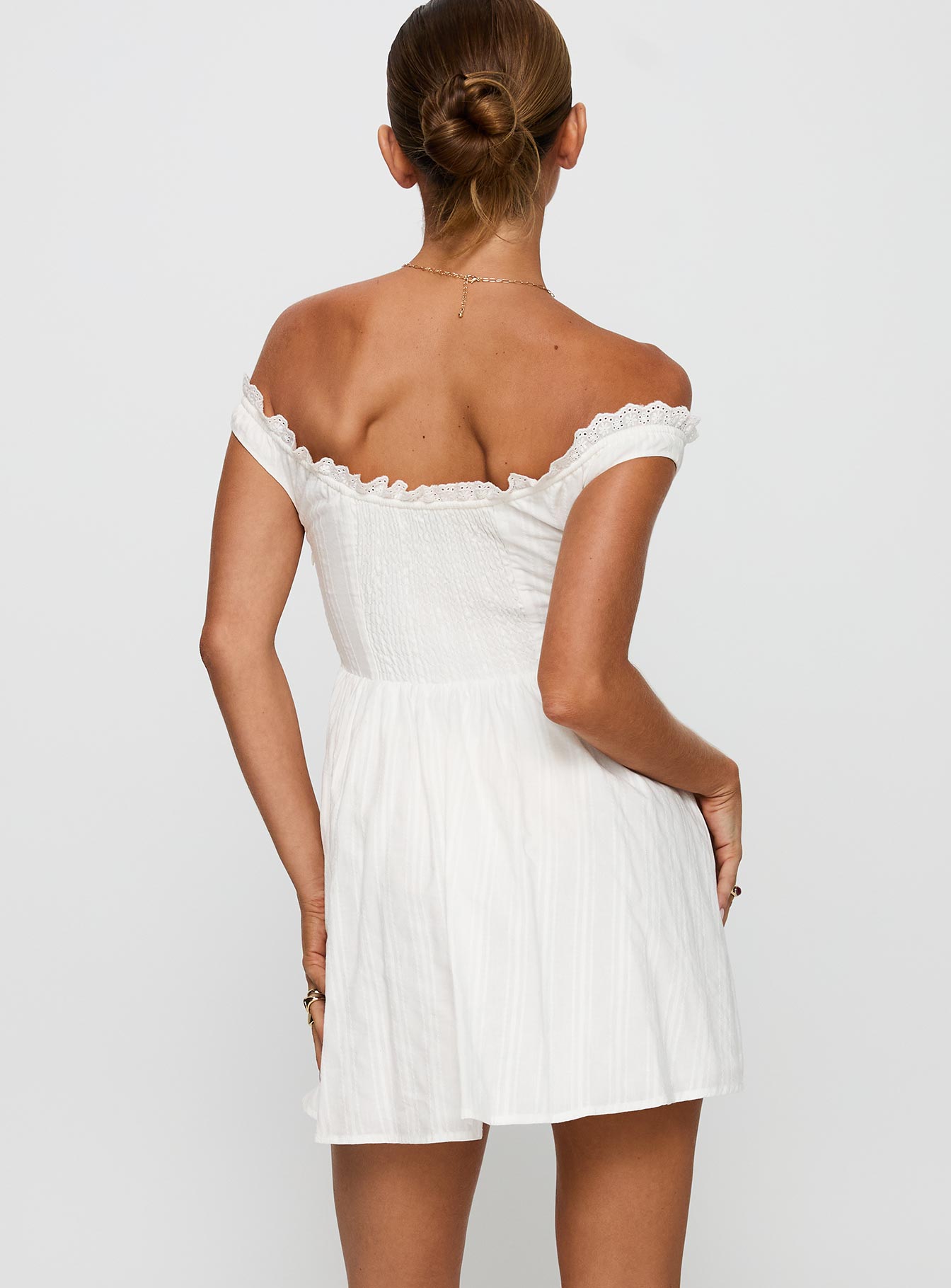 White Horse Off The Shoulder Mini Dress White - Image 5