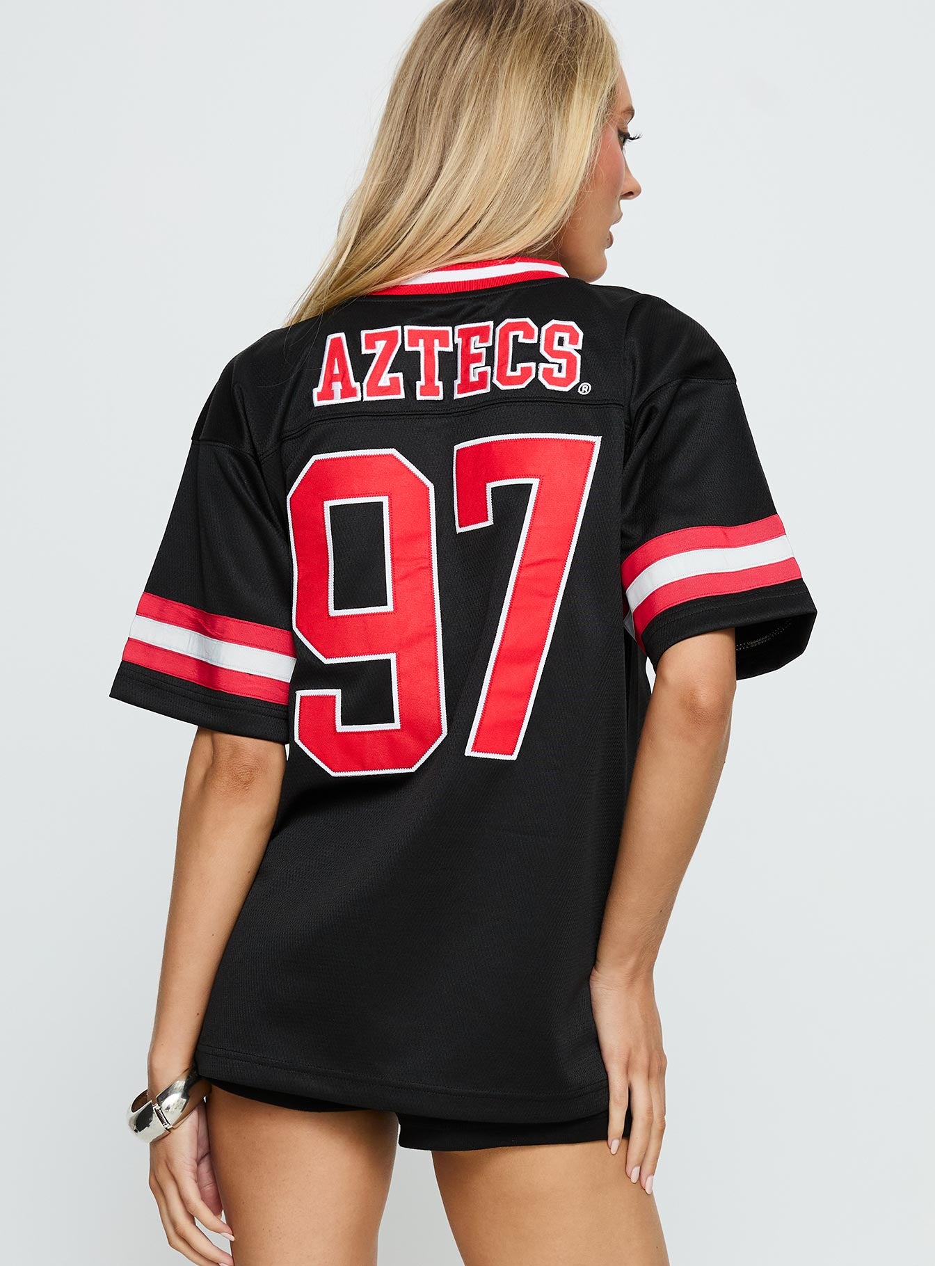 Sdsu Football Button Down Jersey Black - Image 5