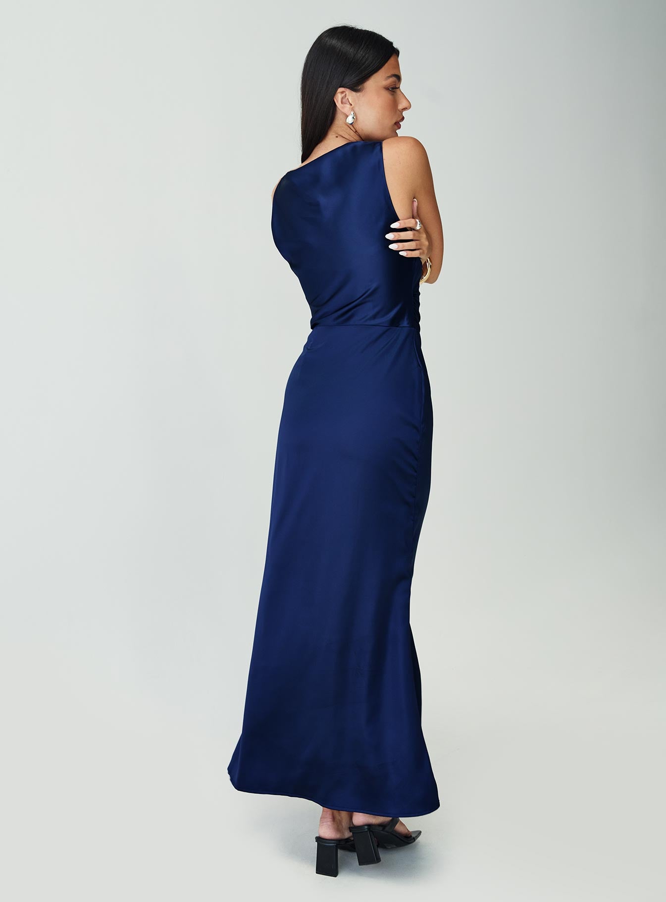 Soprano Plunge Maxi Dress Navy - Image 4