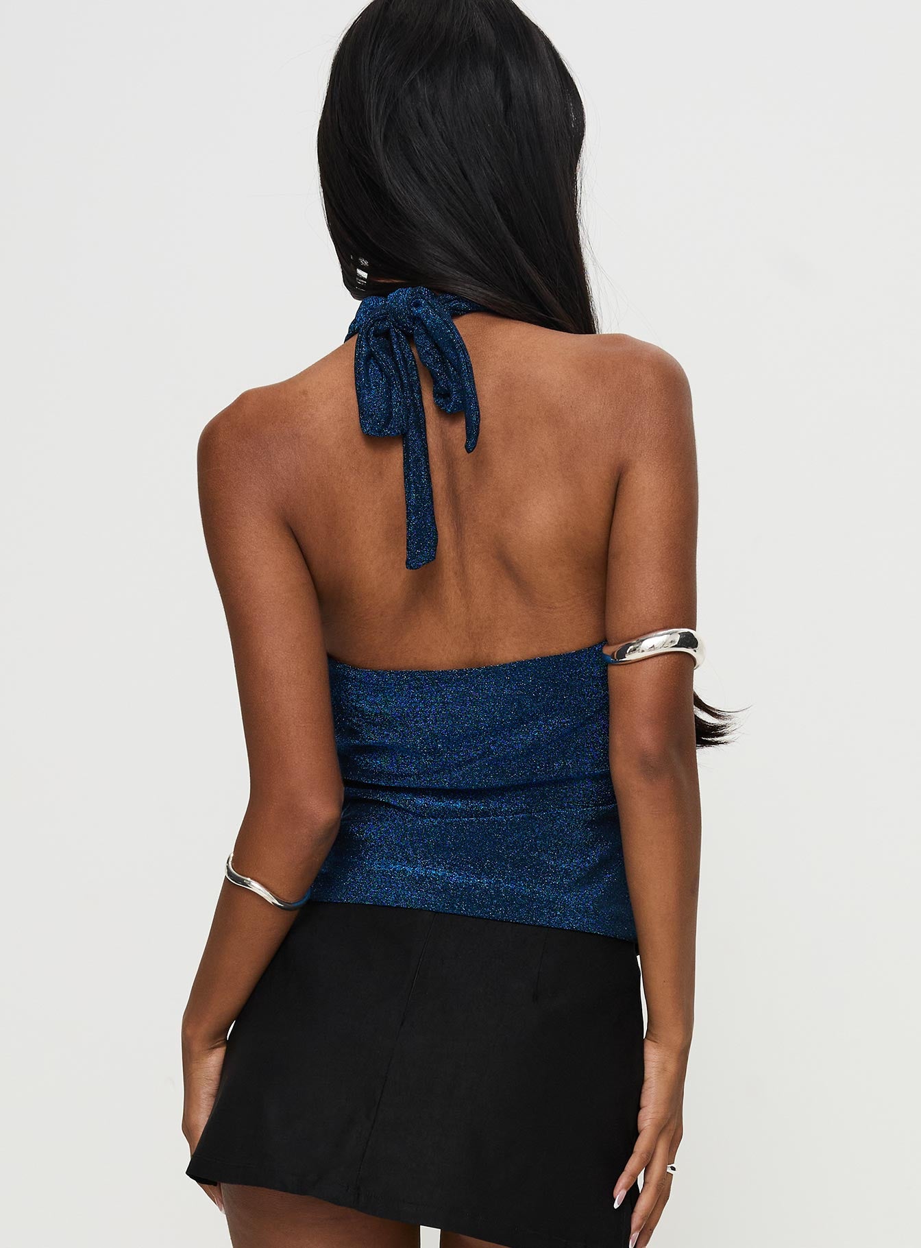 Treat Me Nice Cross Neck Top Blue Glitter - Image 4
