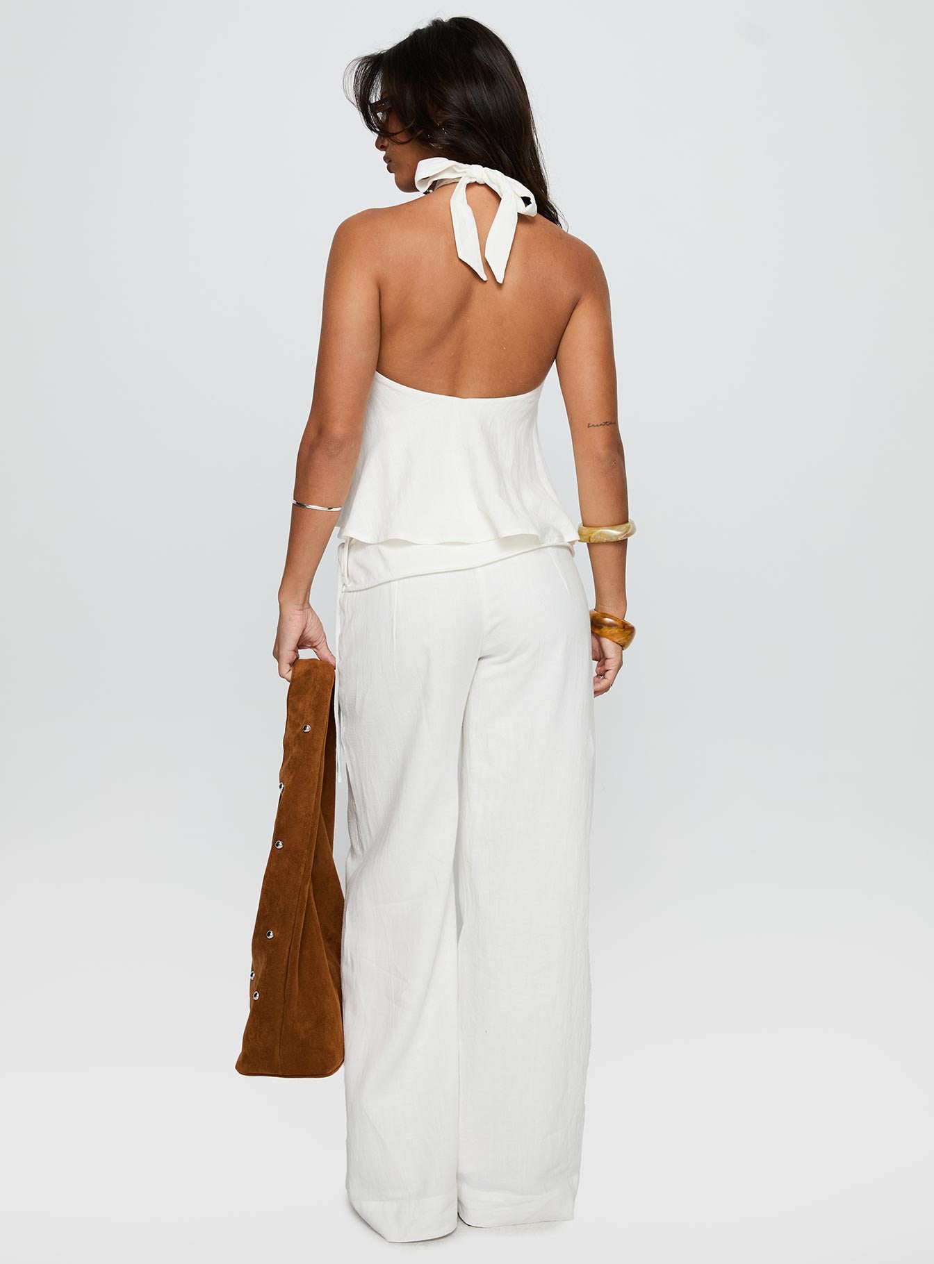 Silver Moon Linen Blend Tie Pants White - Image 5