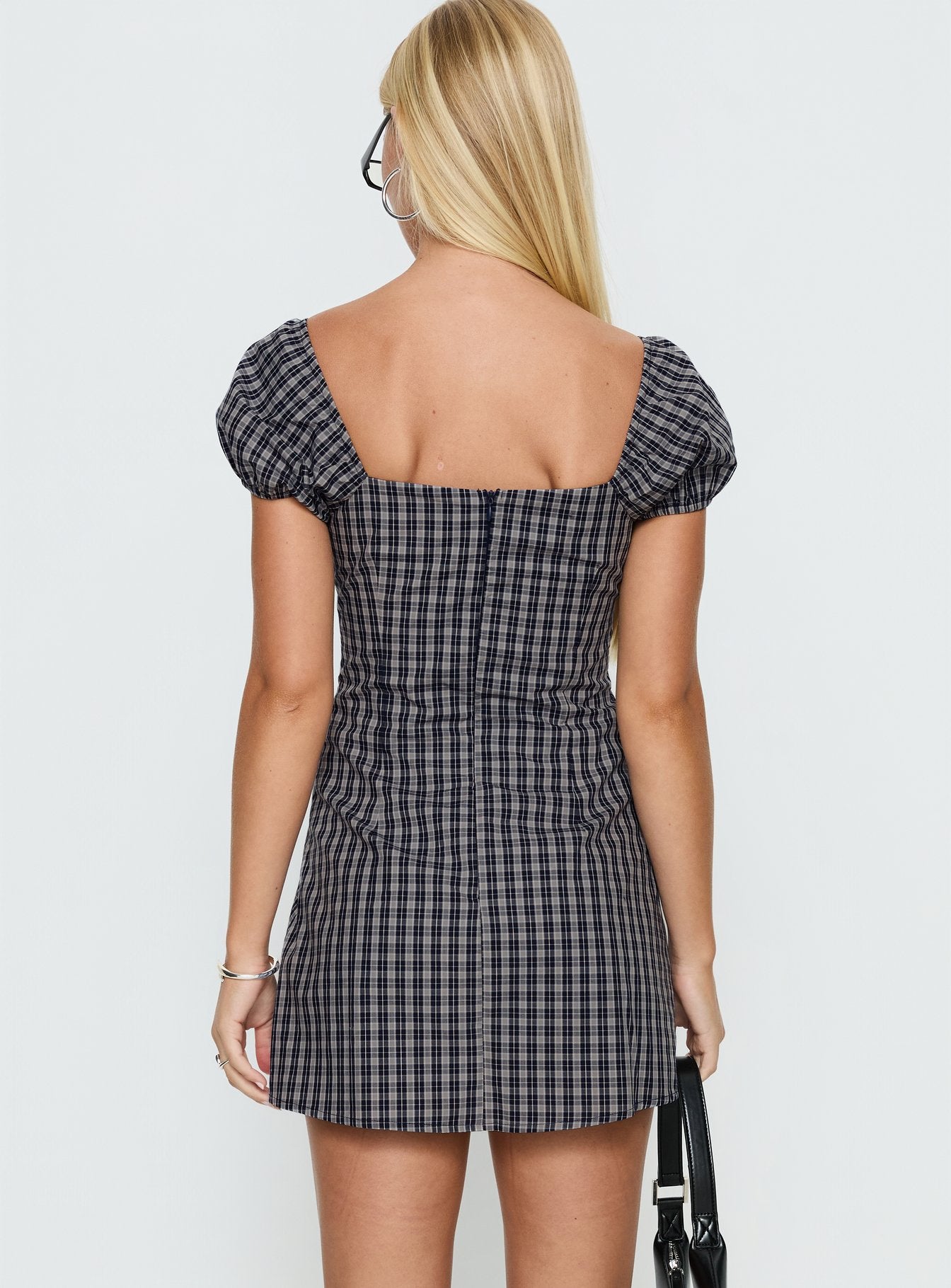 Sorynna Short Sleeve Playsuit Navy Check - Image 4