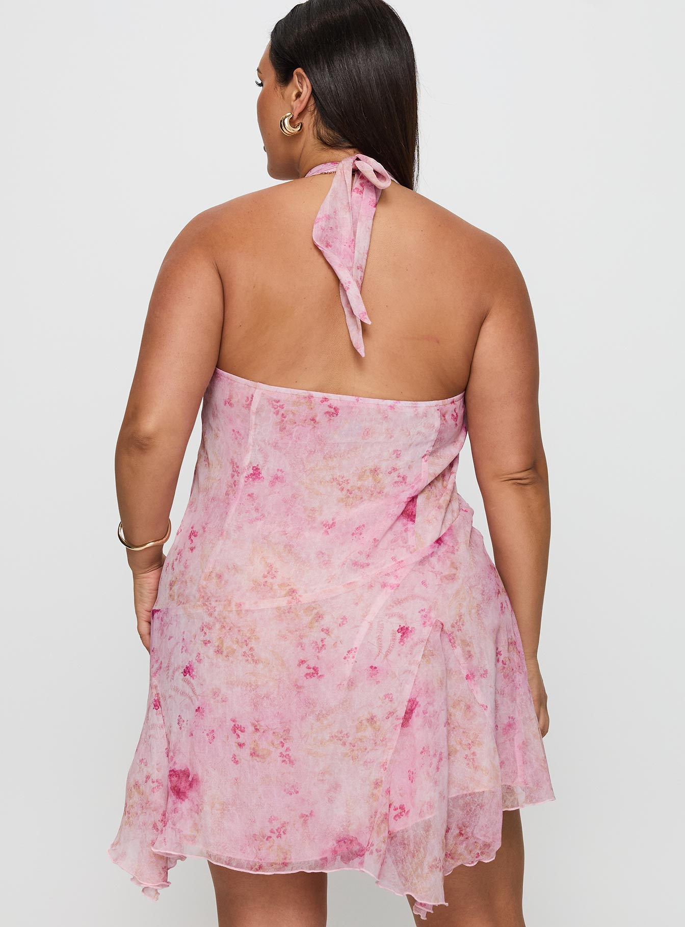 Valorie Halter Mini Dress Pink Curve - Image 5