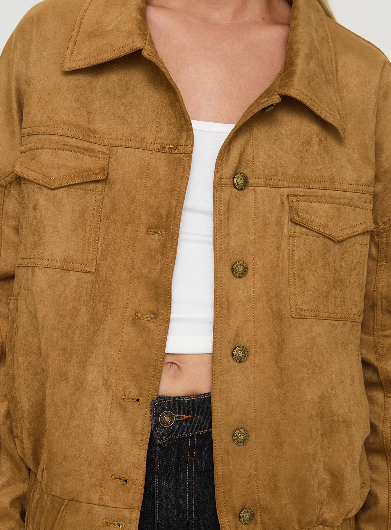 Ristretto Faux Suede Bomber Brown - Image 6