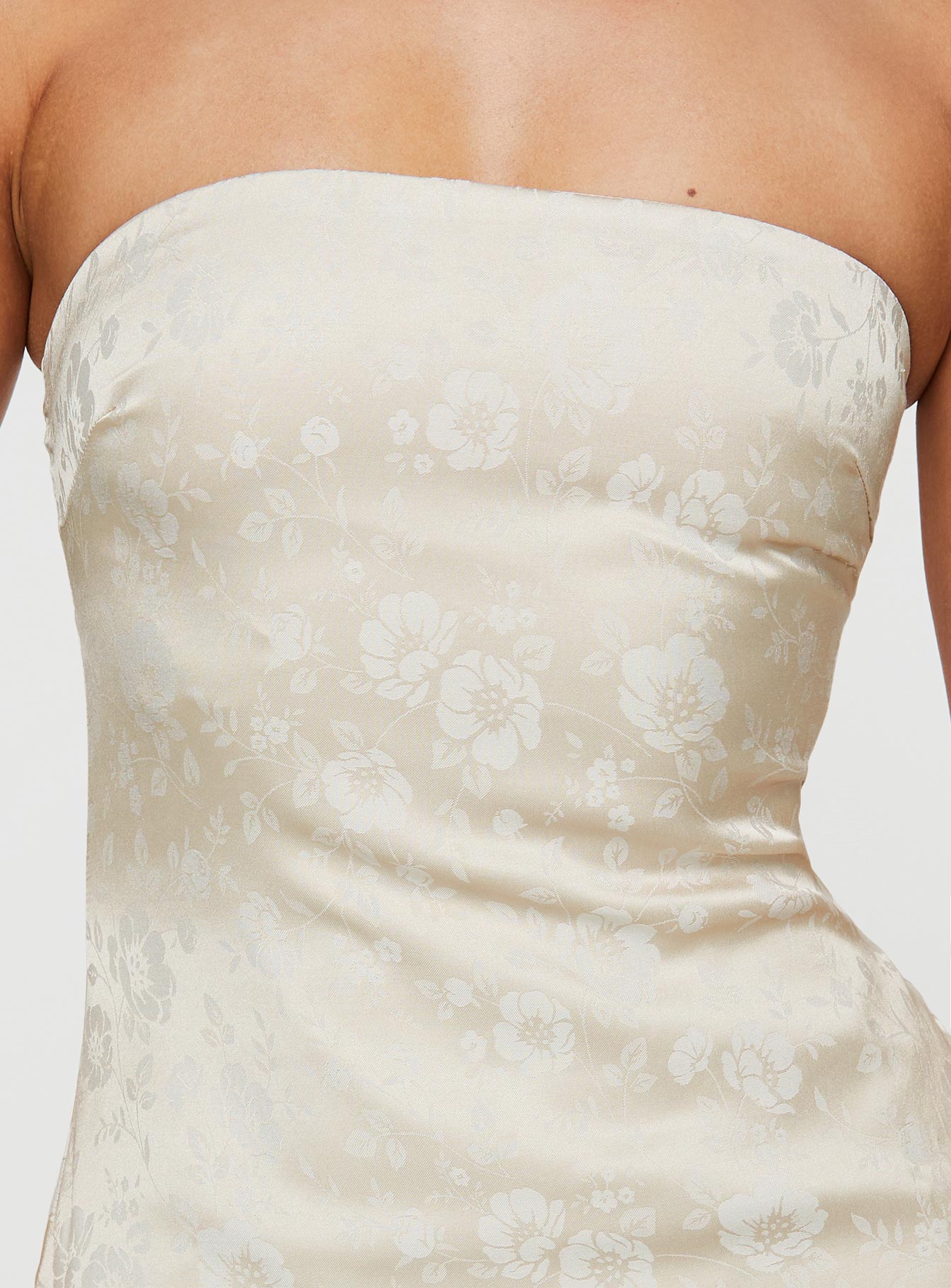 Ramie Strapless Mini Dress Champagne - Image 6