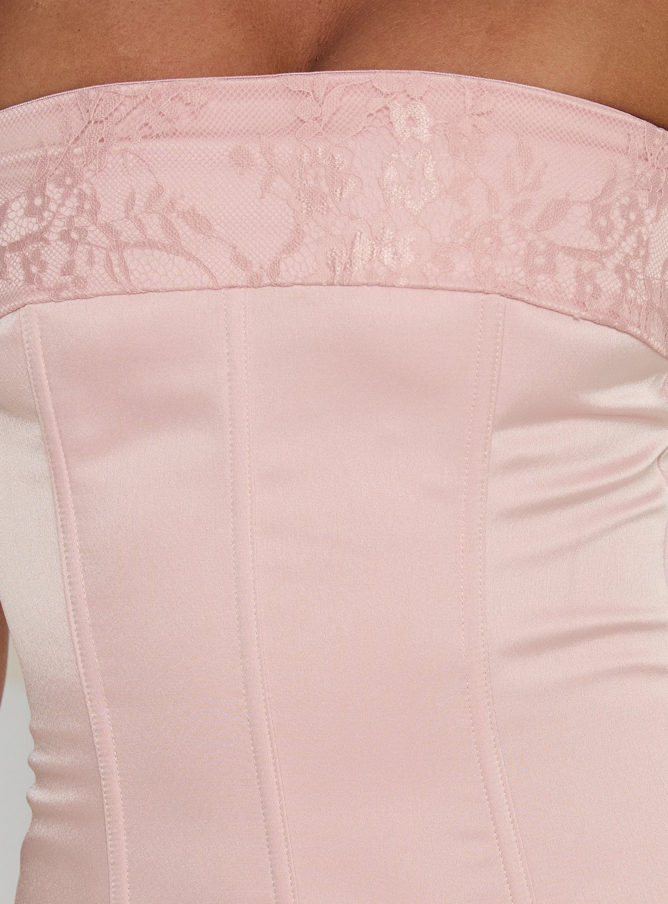 Sura Strapless Lace Detail Maxi Dress Pink - Image 6