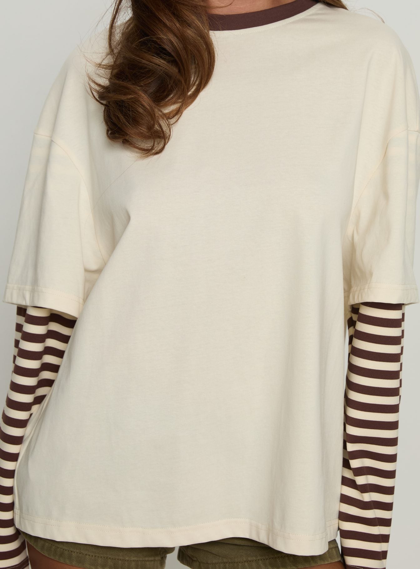 Ryann Long Sleeve Layered Top Cream / Brown Stripe - Image 6