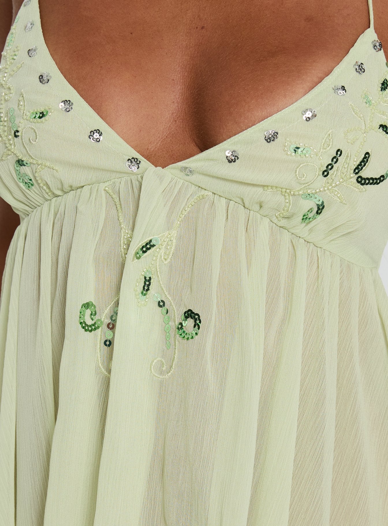Wistie Asymmetrical Beaded Top Green - Image 6