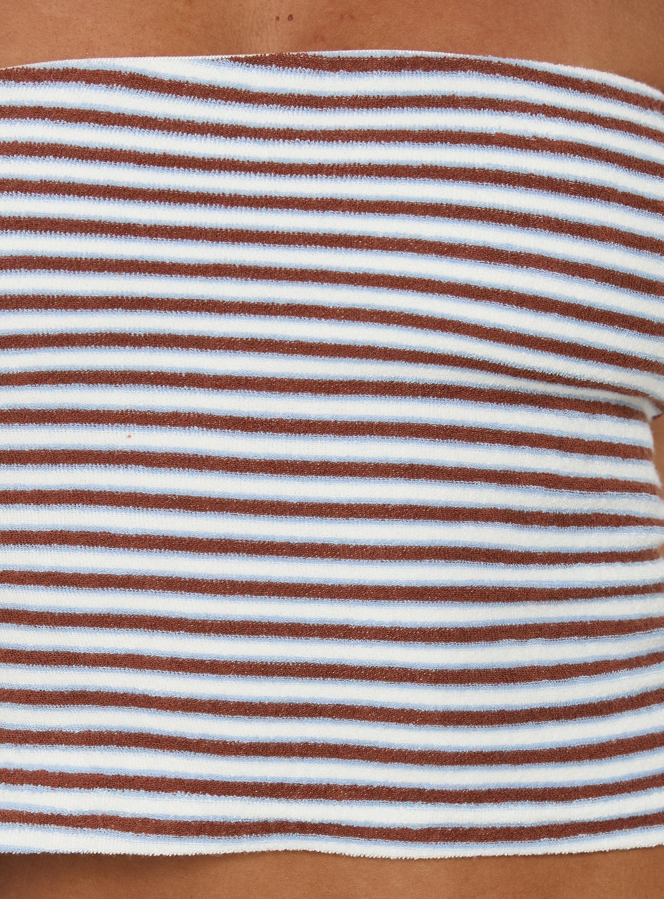 Wild Guess Strapless Top Brown / Blue Stripe - Image 6