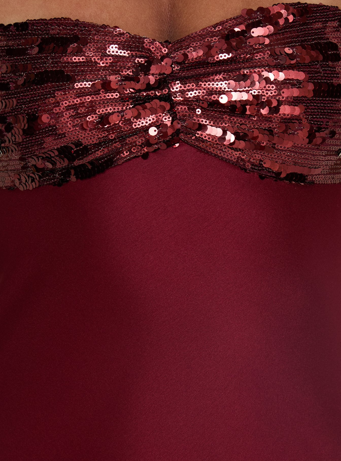 See The Vision Sequin Bust Strapless Maxi Dress Burgundy - Image 6