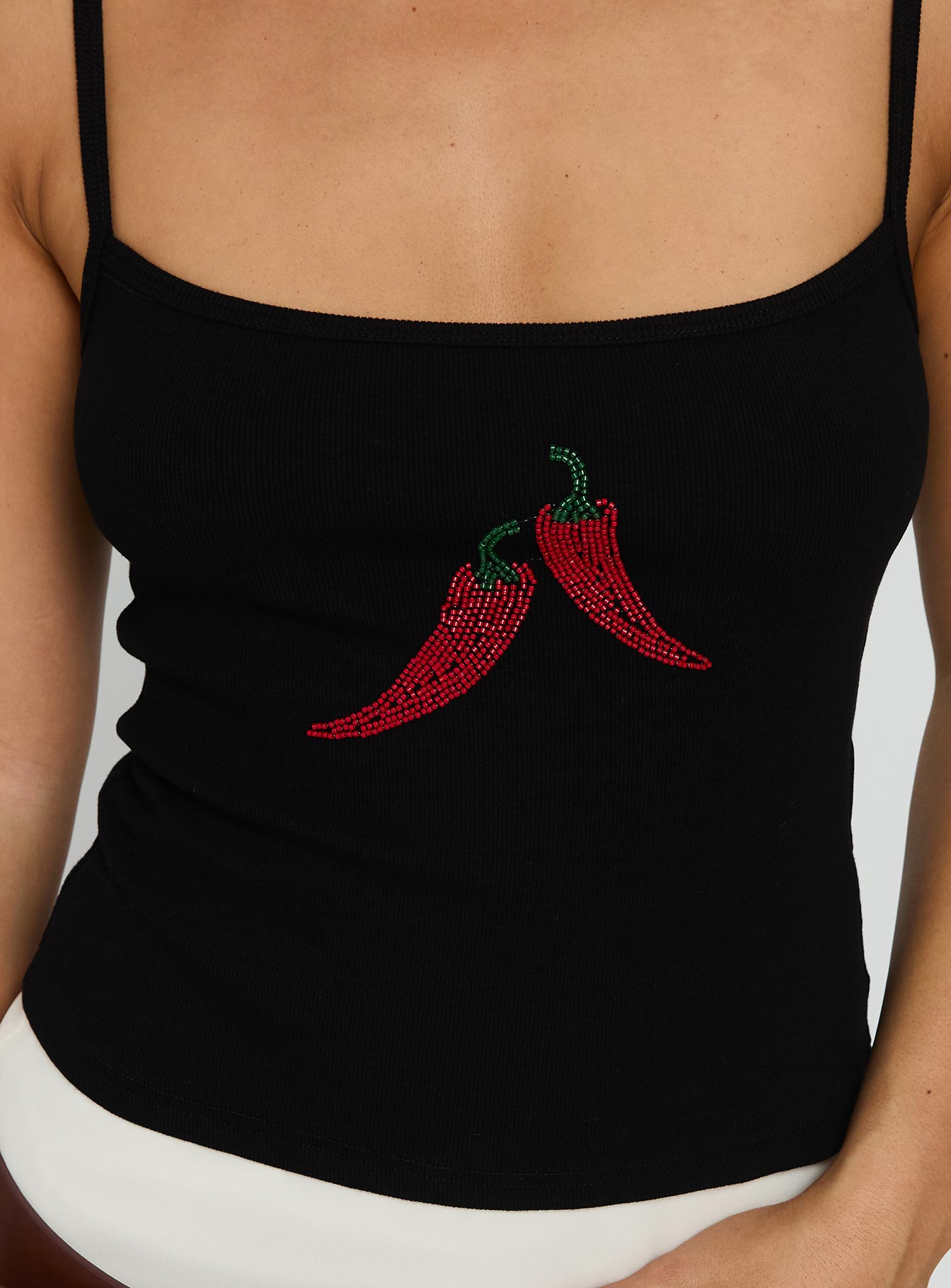 Sweetscape Bead Detail Cami Top Chilli / Black - Image 5
