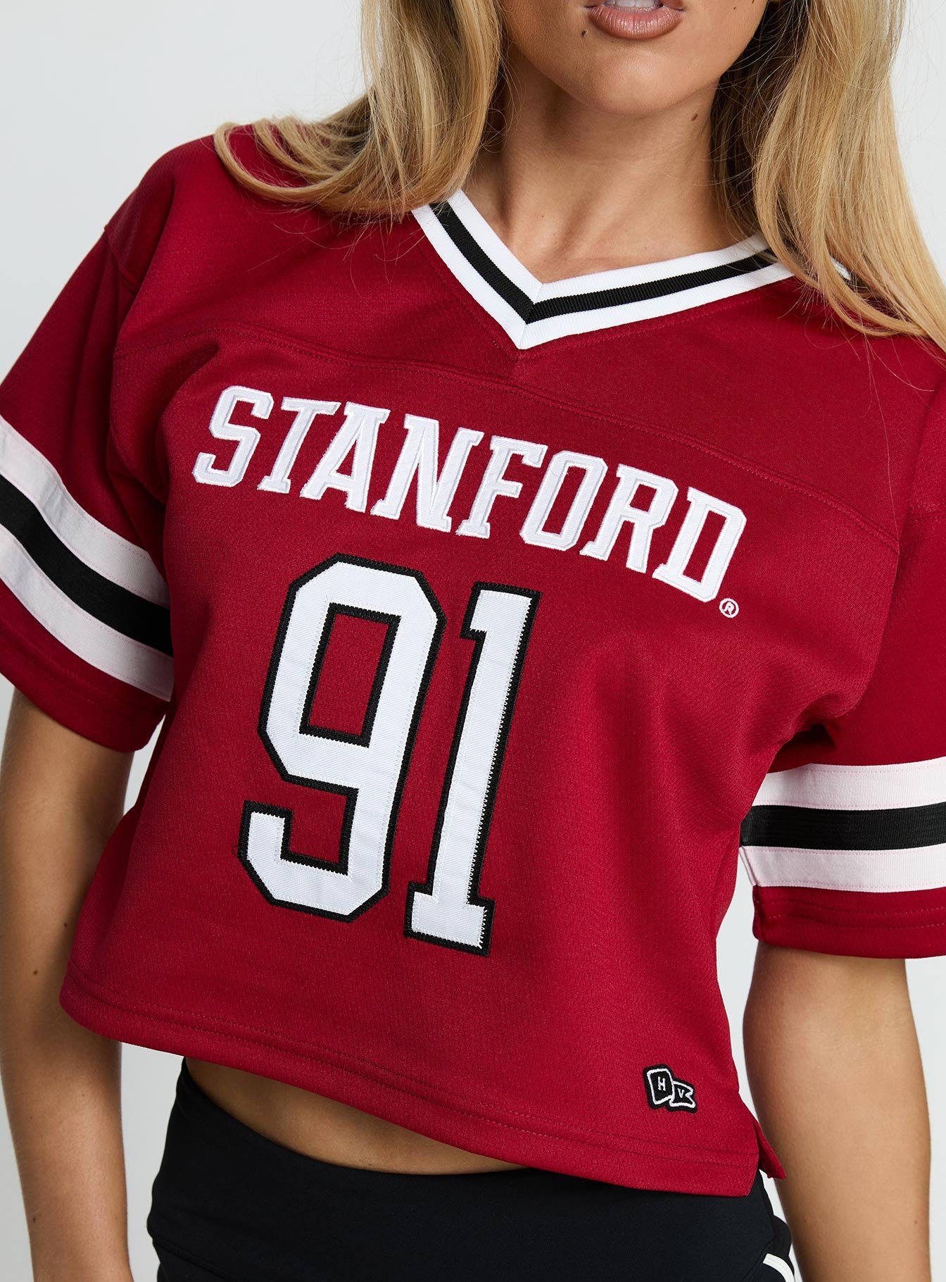 Stanford Cropped Football Jersey Tee Red - Image 6