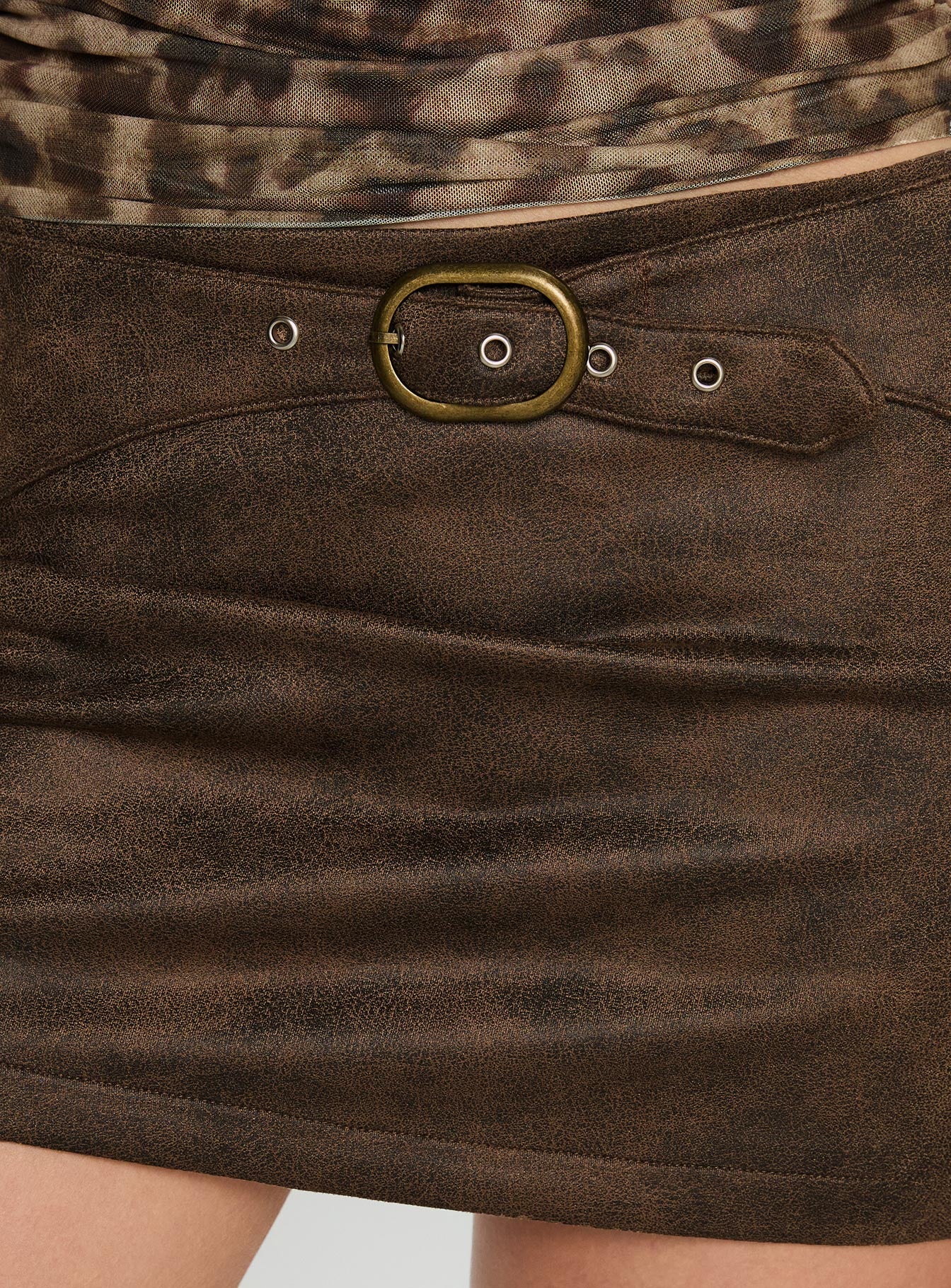 Running Away Faux Suede Mini Skirt Brown - Image 6