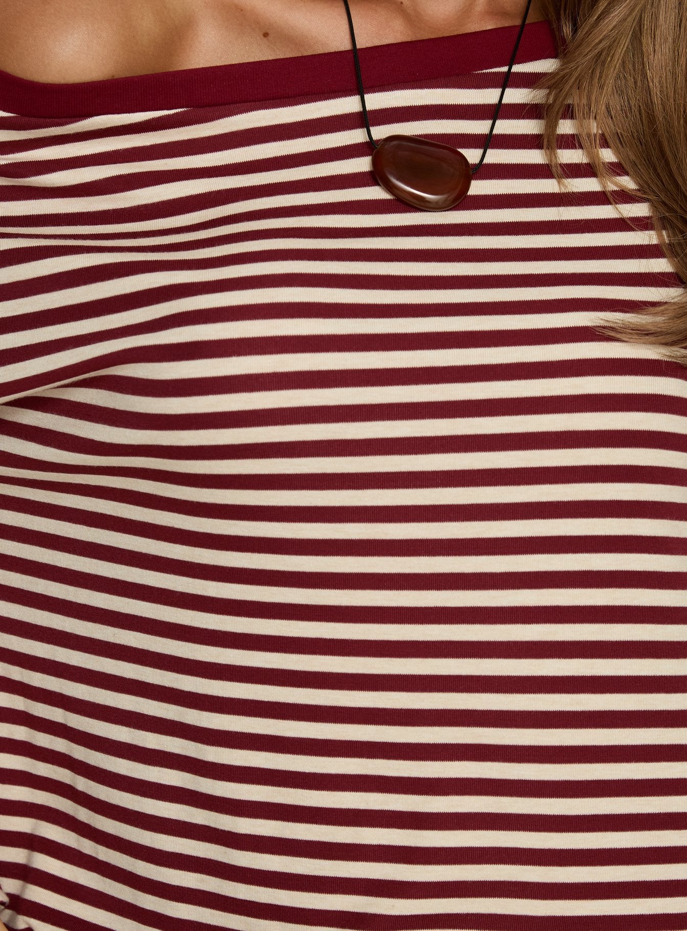 Ralyssa Off Shoulder Long Sleeve Top Red Stripe - Image 6