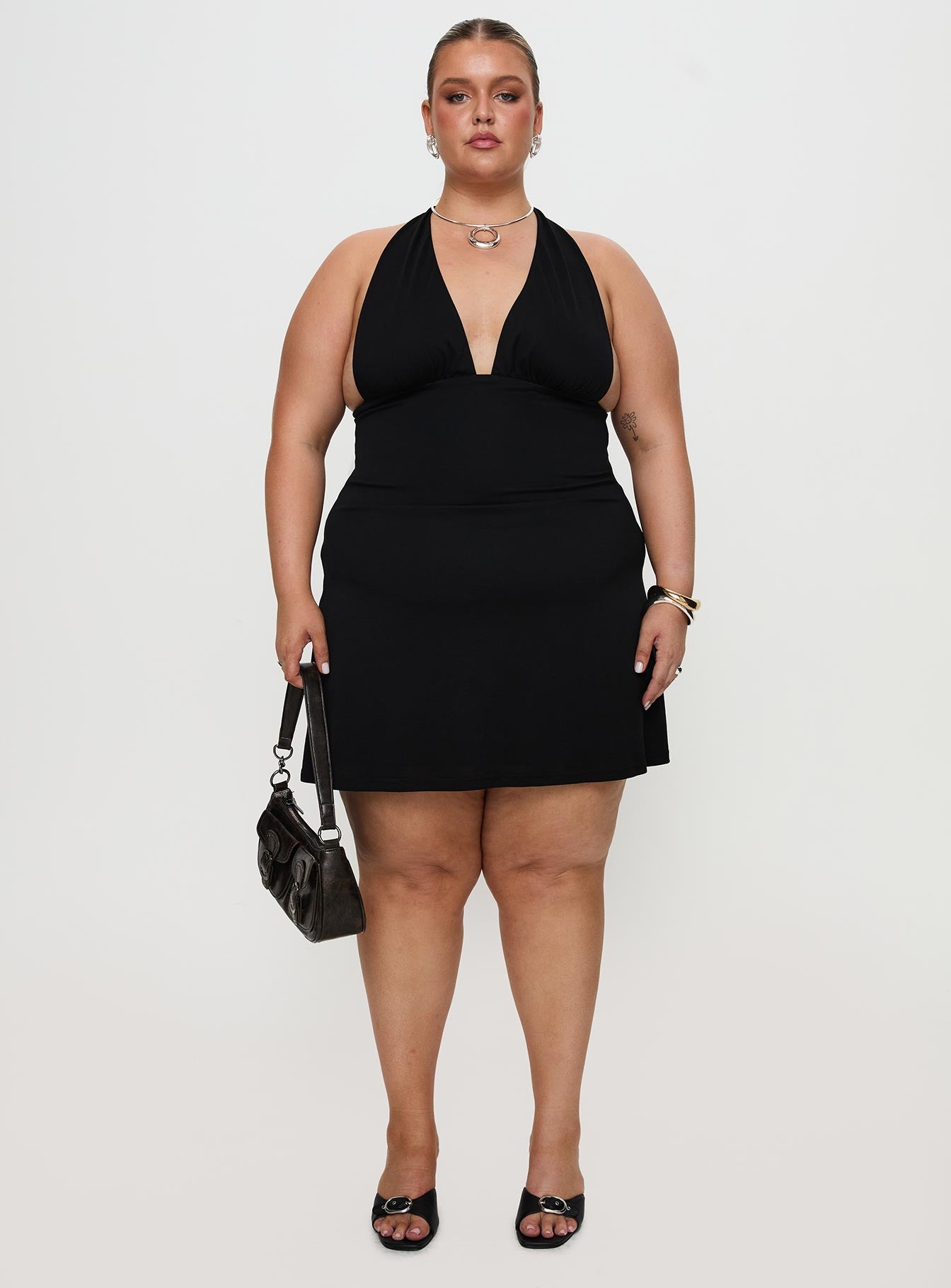 Tinisie Halter Mini Dress Black Curve - Image 7