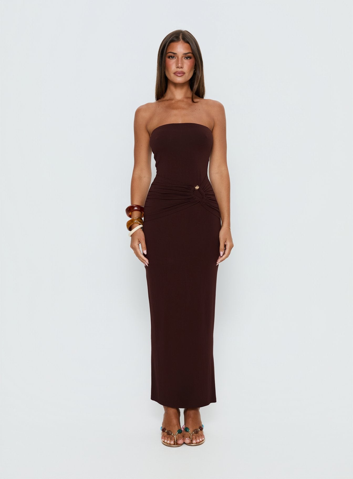 Signature Move Strapless Maxi Dress Chocolate Brown - Image 6
