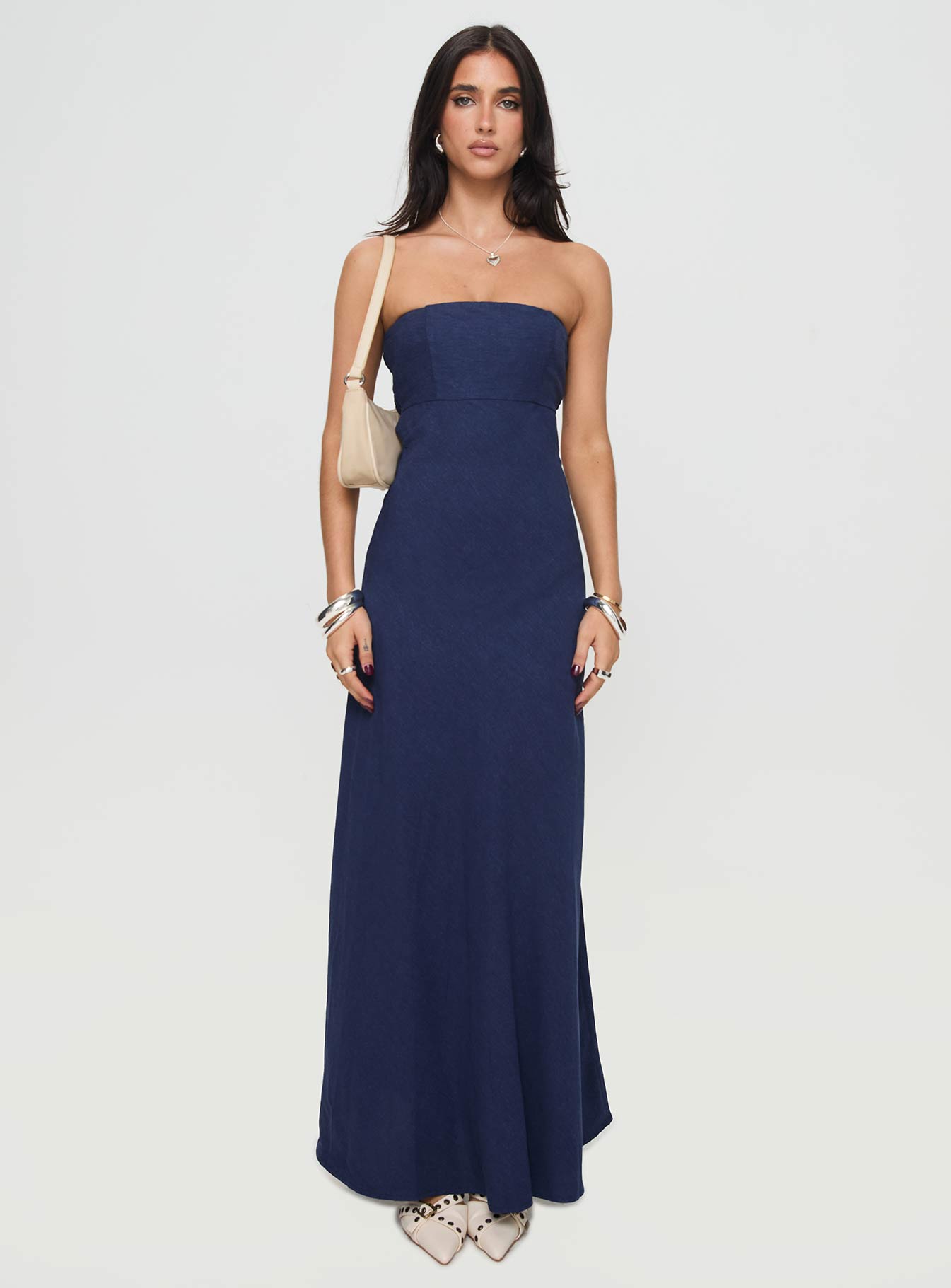 Yahir Strapless Maxi Dress Navy Petite - Image 6