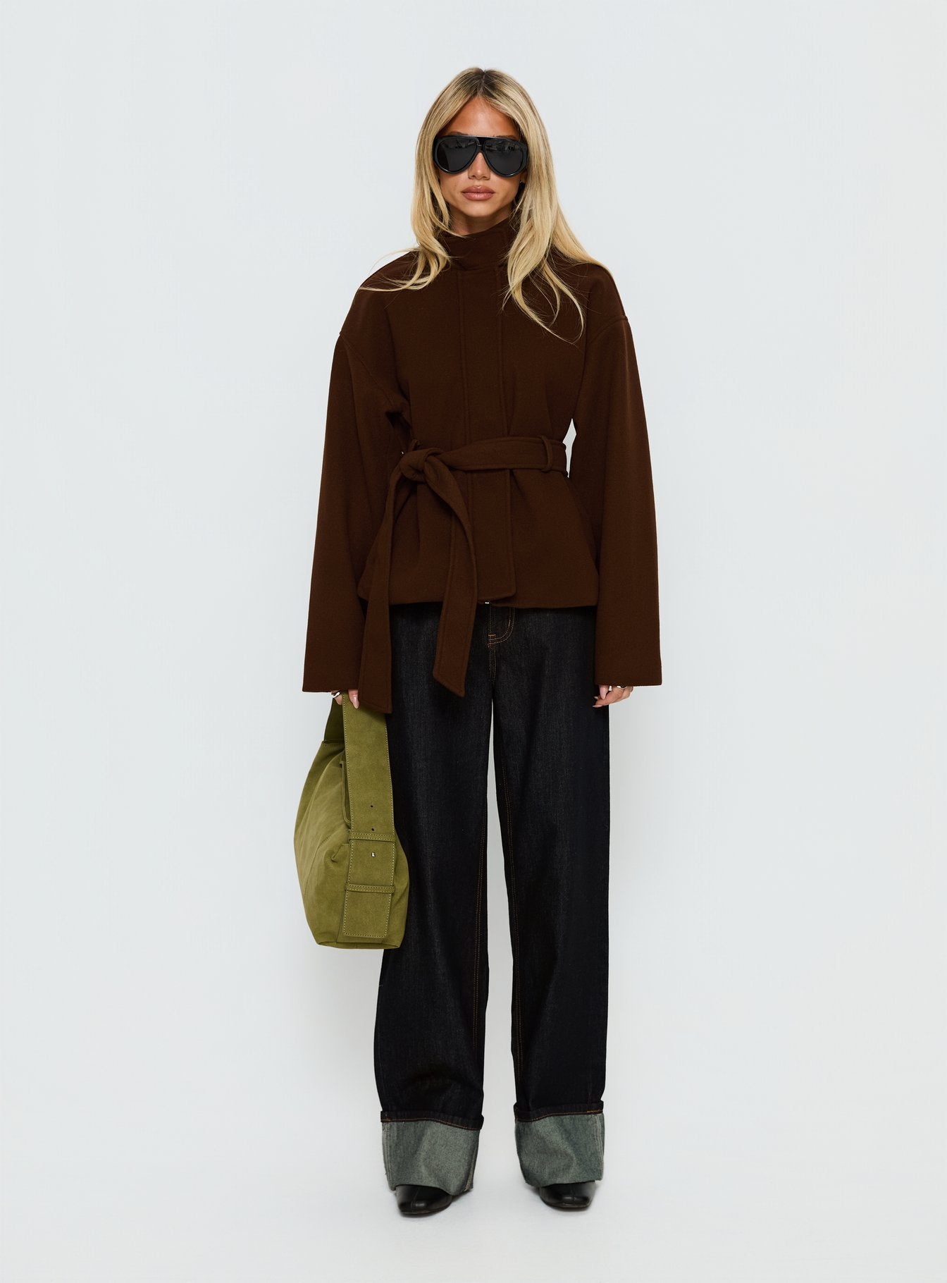 Tameeka Funnel Neck Coat Brown - Image 7