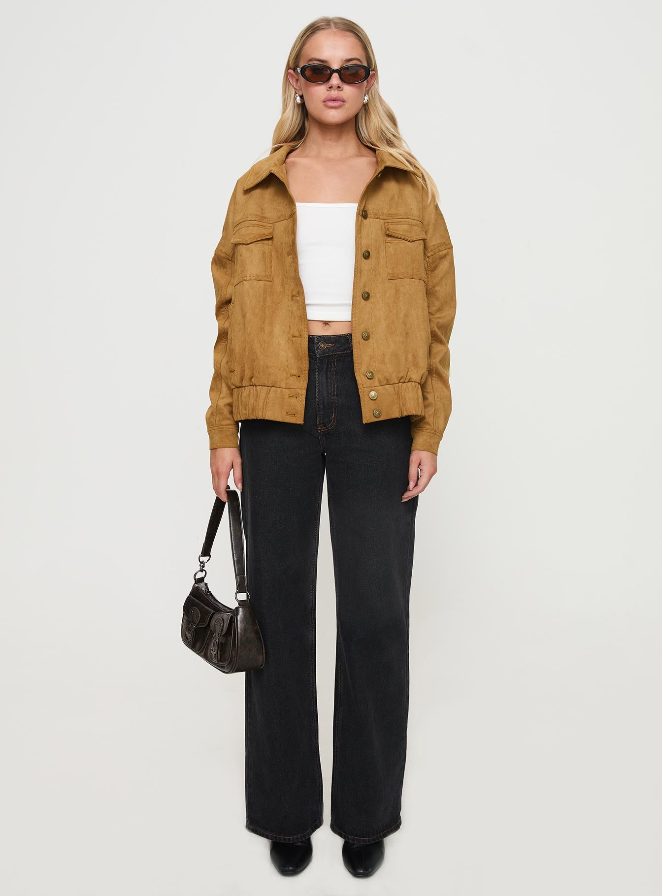 Ristretto Faux Suede Bomber Brown - Image 7