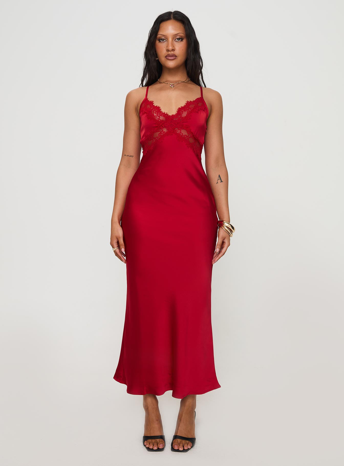 Treasure Bias Cut Maxi Dress Red - Image 6