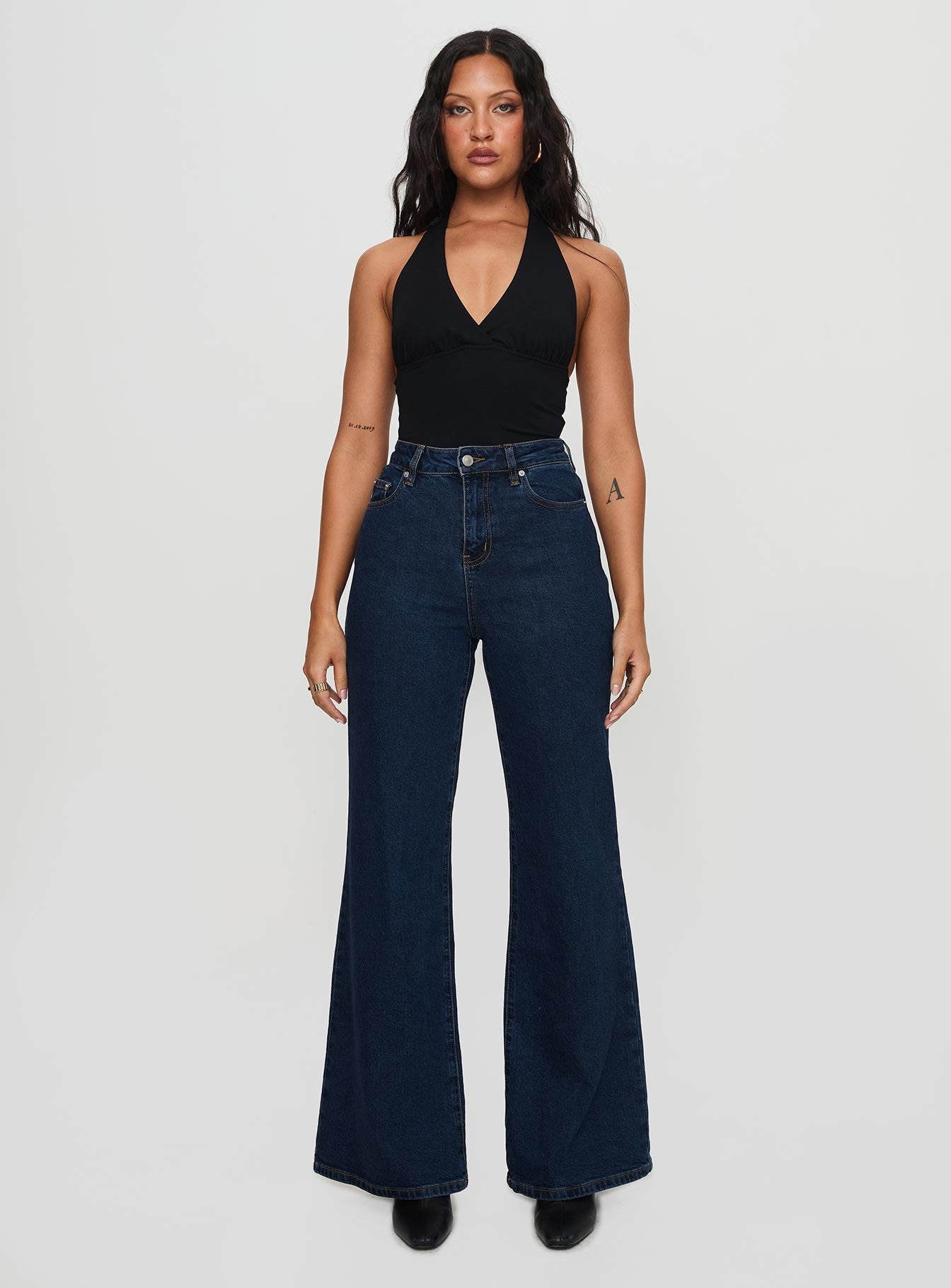 Thearlie High Rise Flared Jeans Dark Wash - Image 8