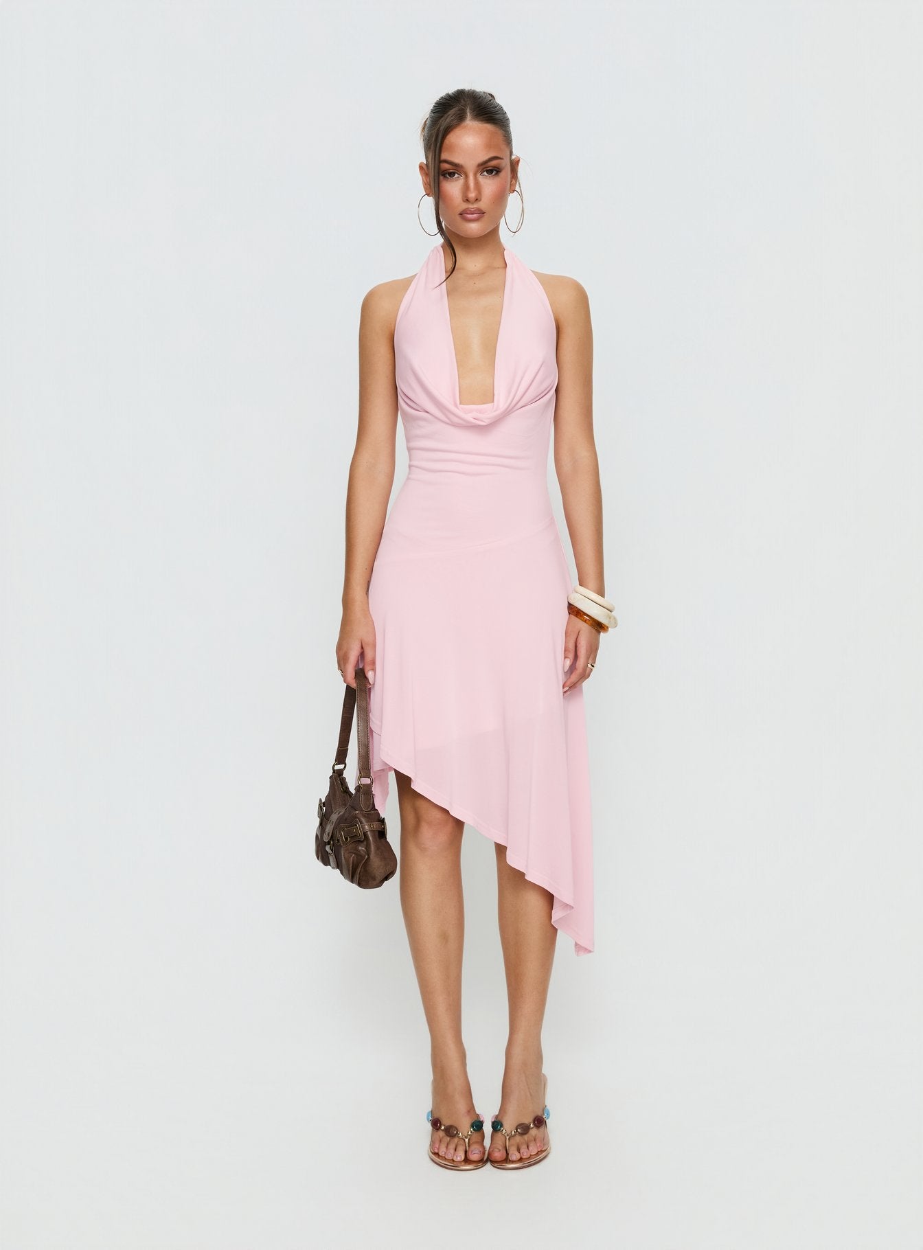 Yesina Halter Jersey Midi Dress Pink - Image 7