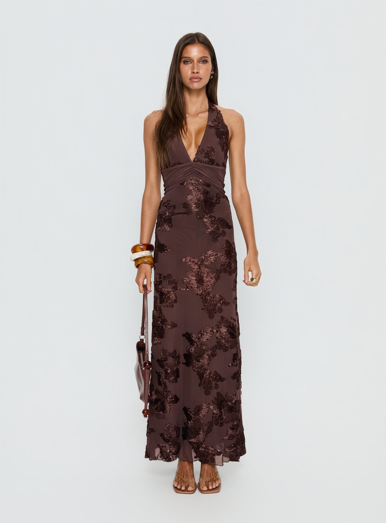 Rousseau Halter Maxi Dress Espresso - Image 7