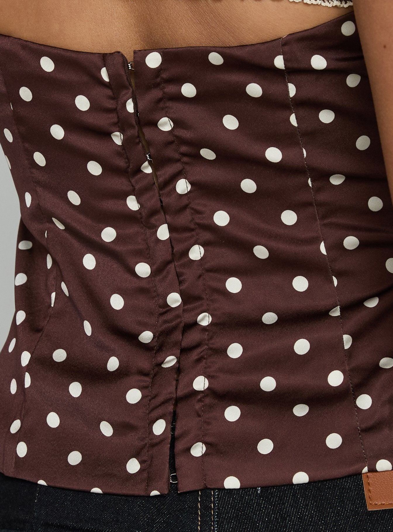 Renaissance Corset Lace Top Brown Polka - Image 7
