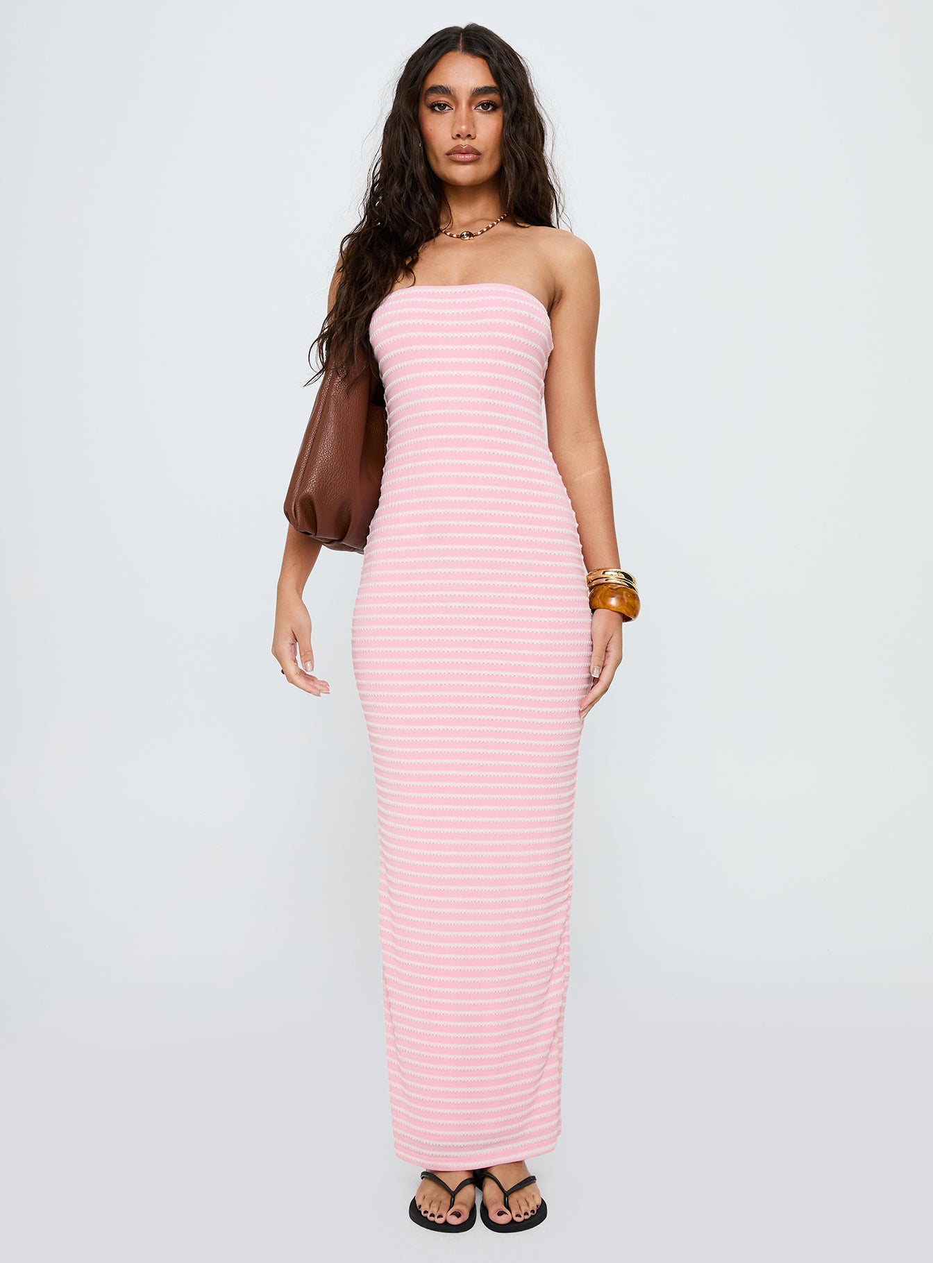 Savins Strapless Maxi Dress Pink Stripe - Image 6
