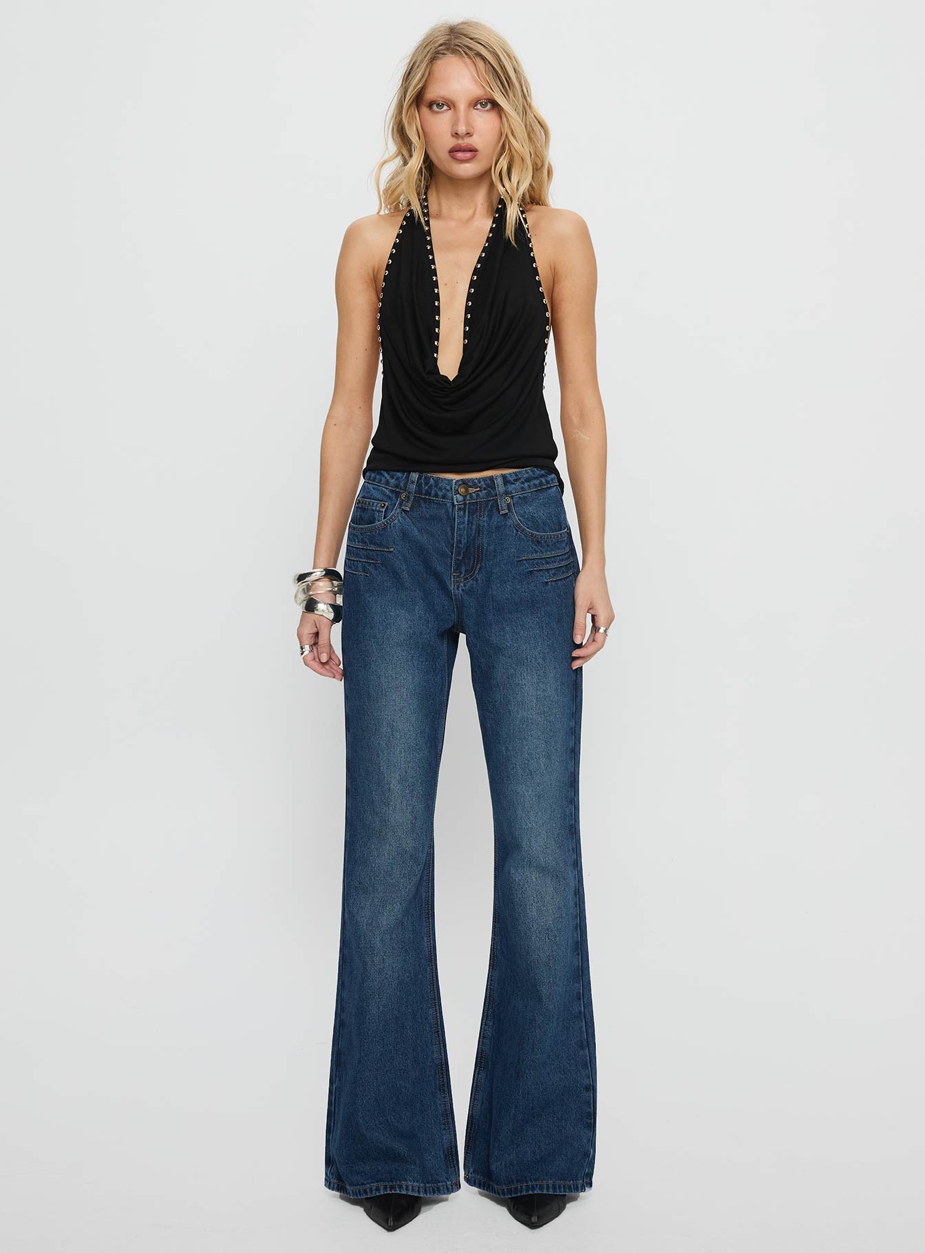 Wide World Mid Rise Bootleg Jeans Mid Blue - Image 7