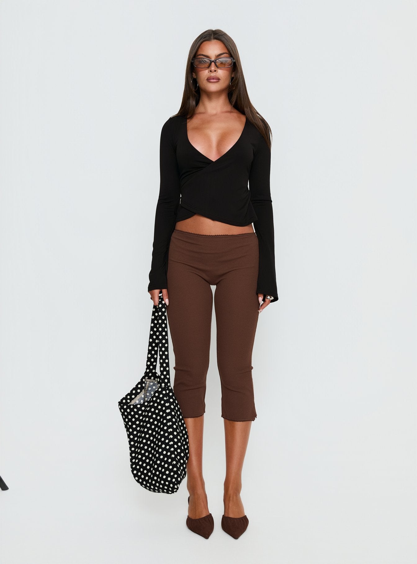 Stefanee Long Sleeve Wrap Top Black - Image 7
