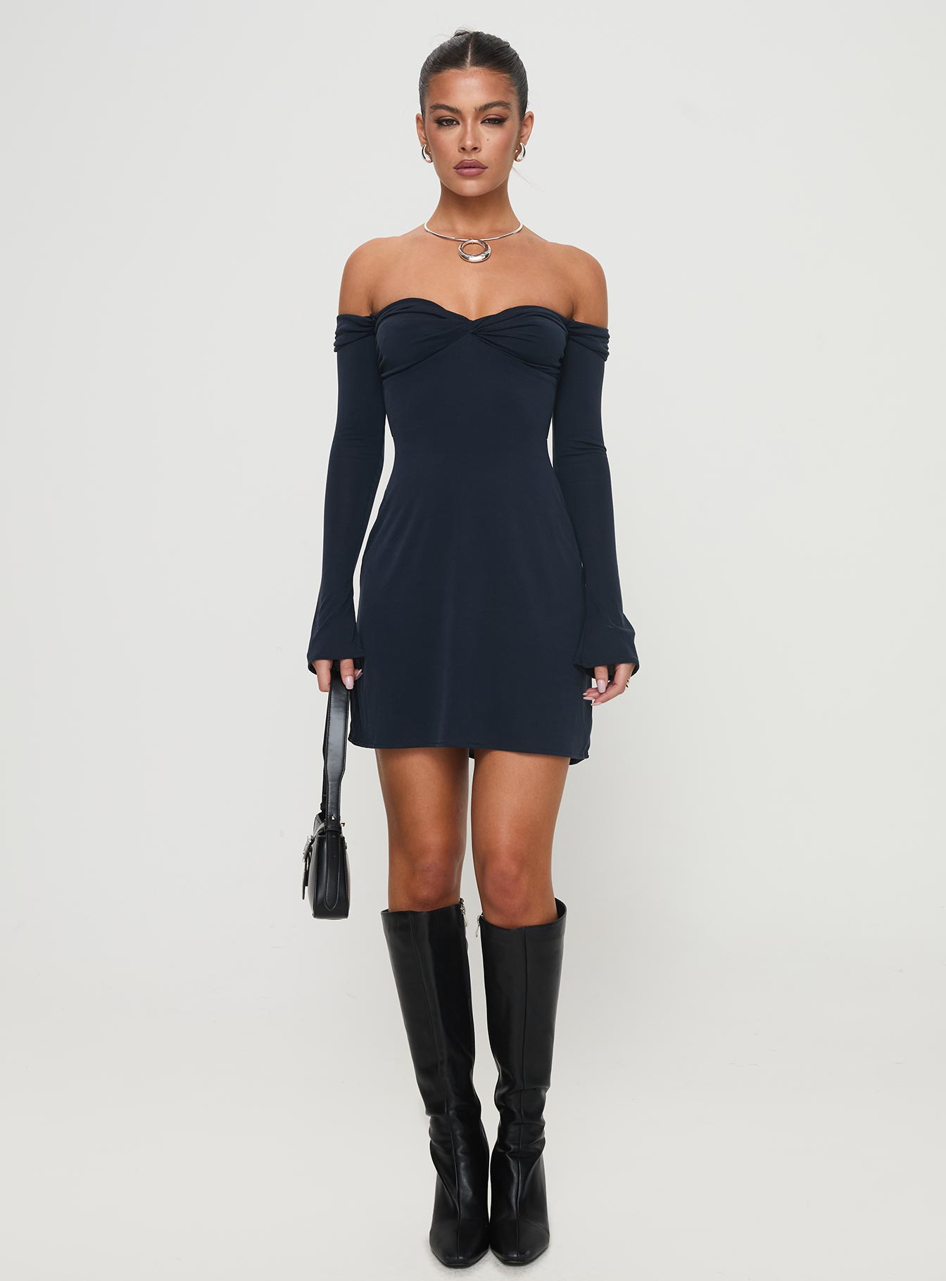 Suizie Off The Shoulder Mini Dress Navy - Image 6