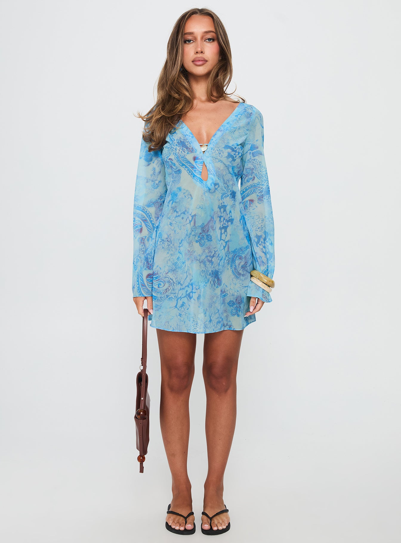 Wayfarer Shell Beach Cover Up Mini Dress Blue Multi - Image 6