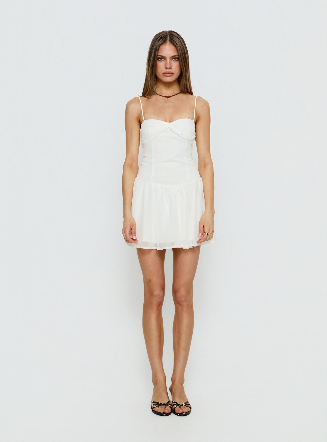 So At Peace Sweetheart Drop Waist Mini Dress White - Image 7