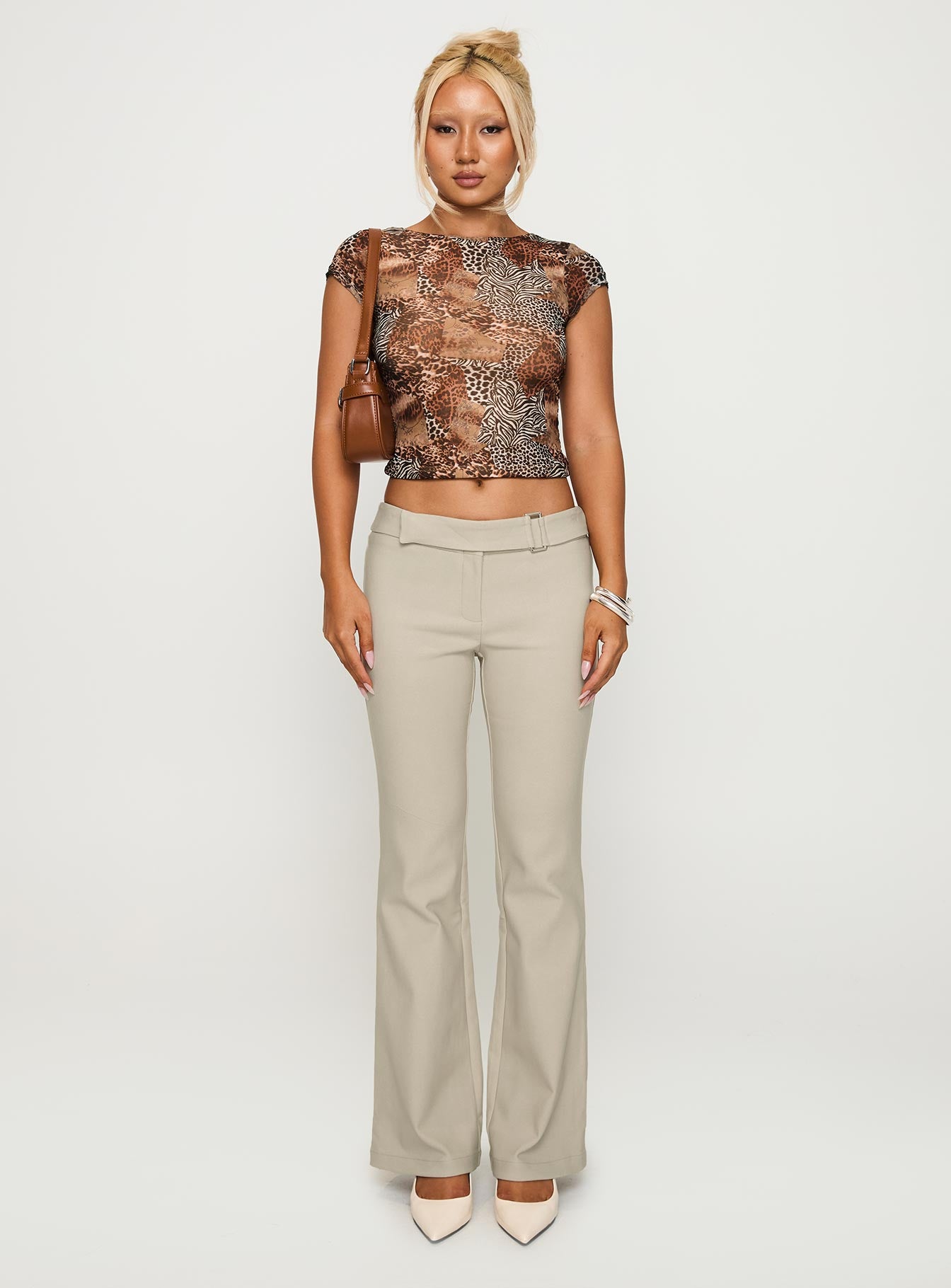 Tied In Short Sleeve Top Leopard - Image 7
