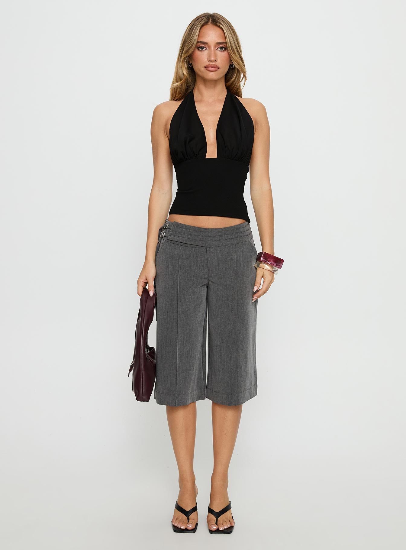 Rakelle 3/4 Tailored Shorts Dark Grey - Image 7