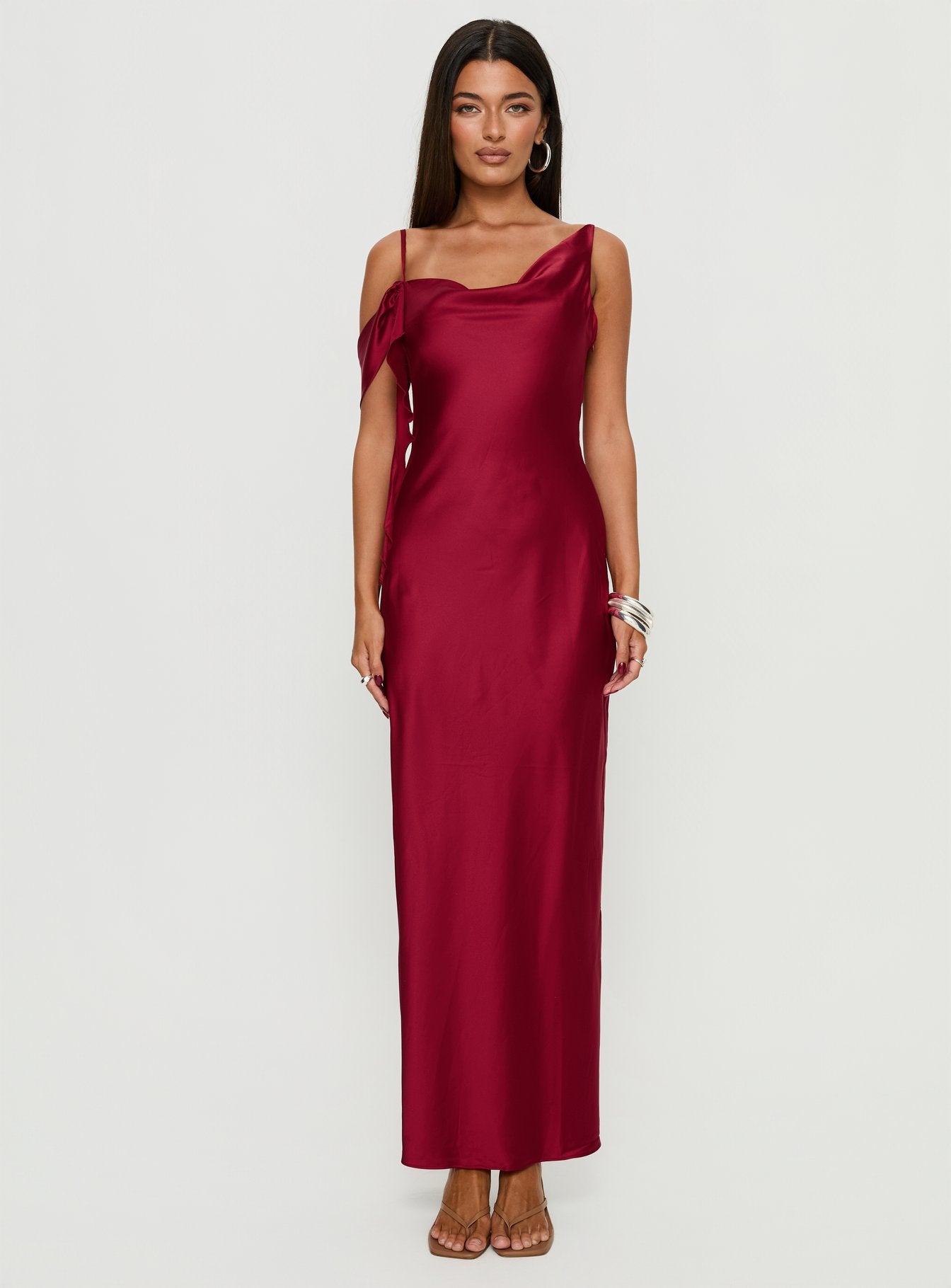 Silah Cowl Neck Maxi Dress Red - Image 7