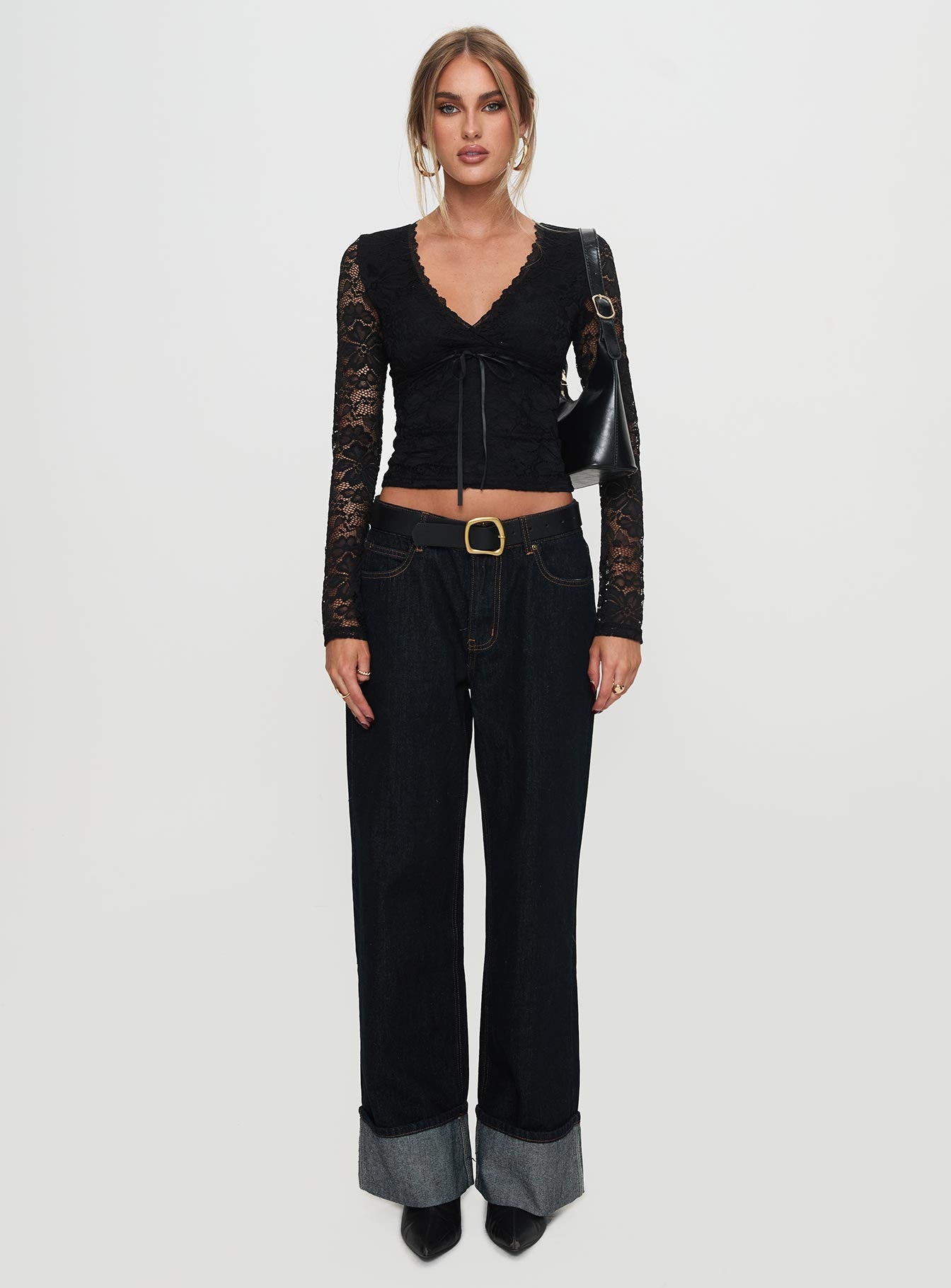 Temptation Incoming Long Sleeve Lace Top Black - Image 6