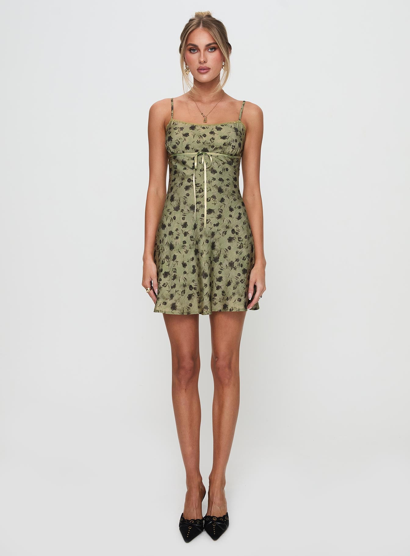 Valencia Mini Dress Sage Floral - Image 7