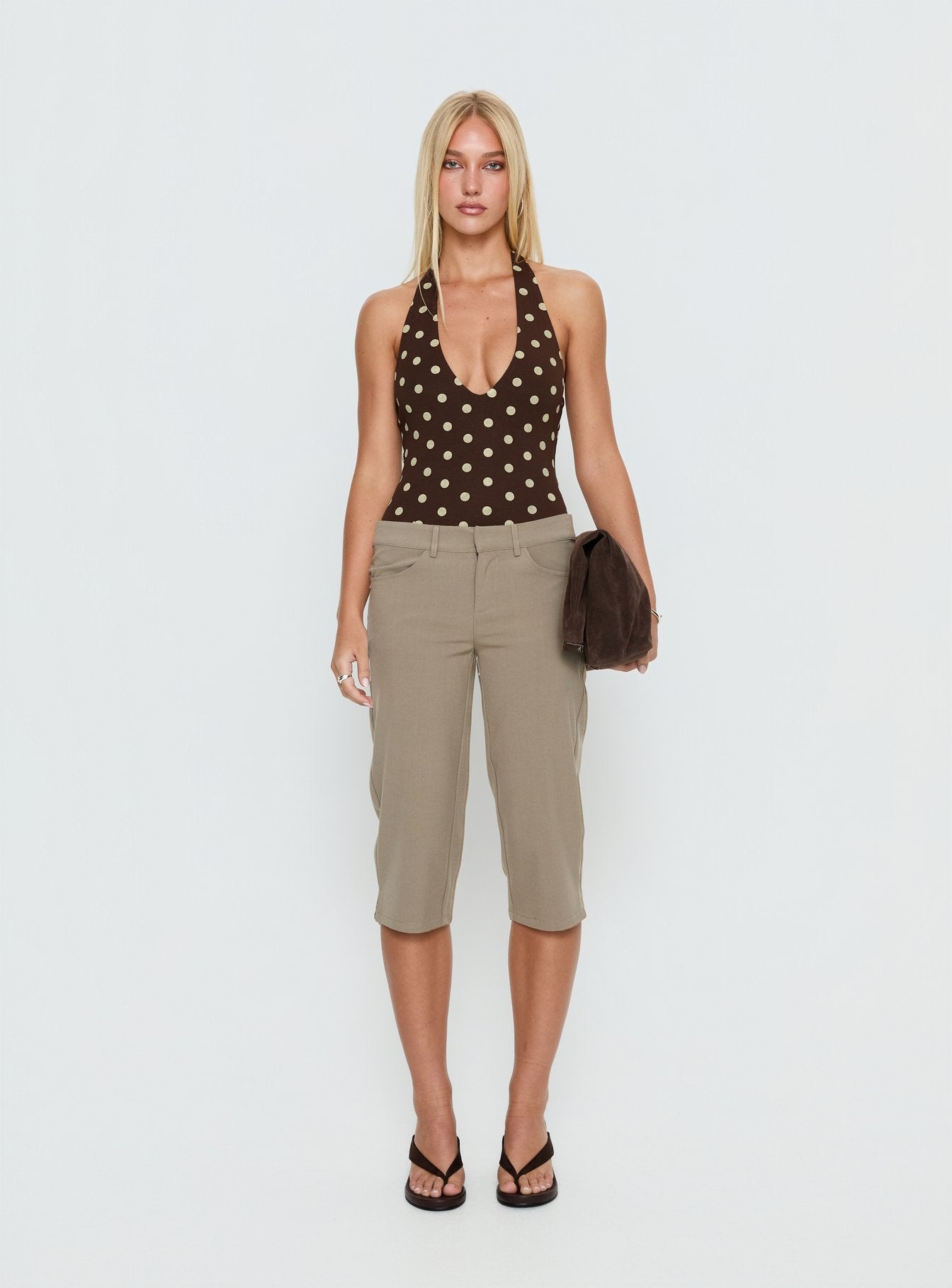 Someone New Halter Bodysuit Chocolate Polka - Image 6