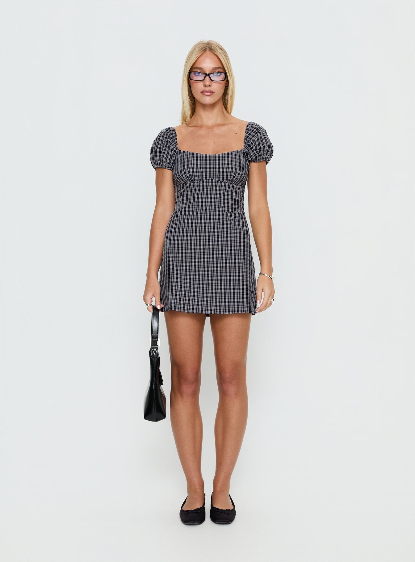 Sorynna Short Sleeve Playsuit Navy Check - Image 6