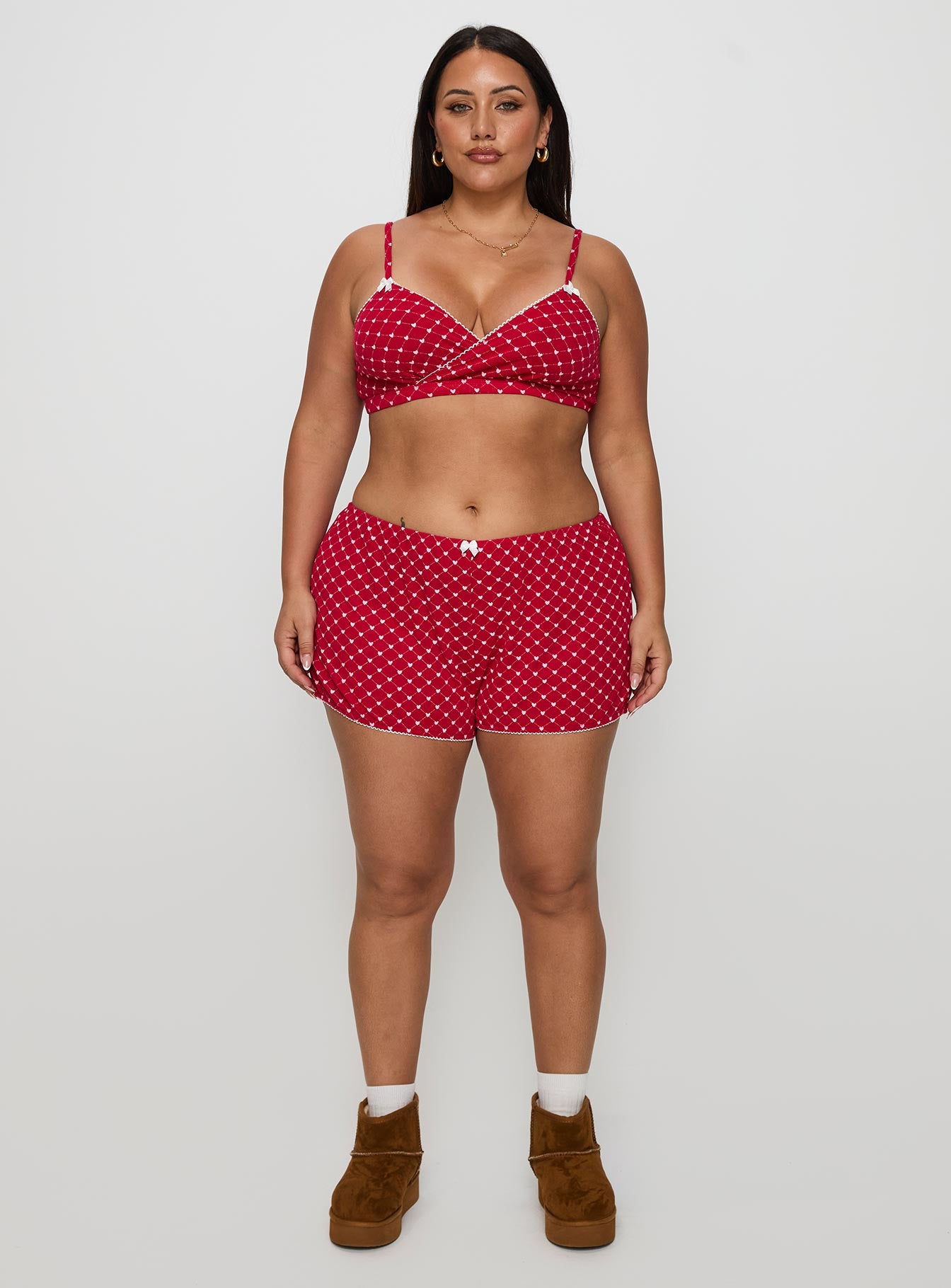 Slow Start Pointelle Sleep Short Red Curve - Image 7